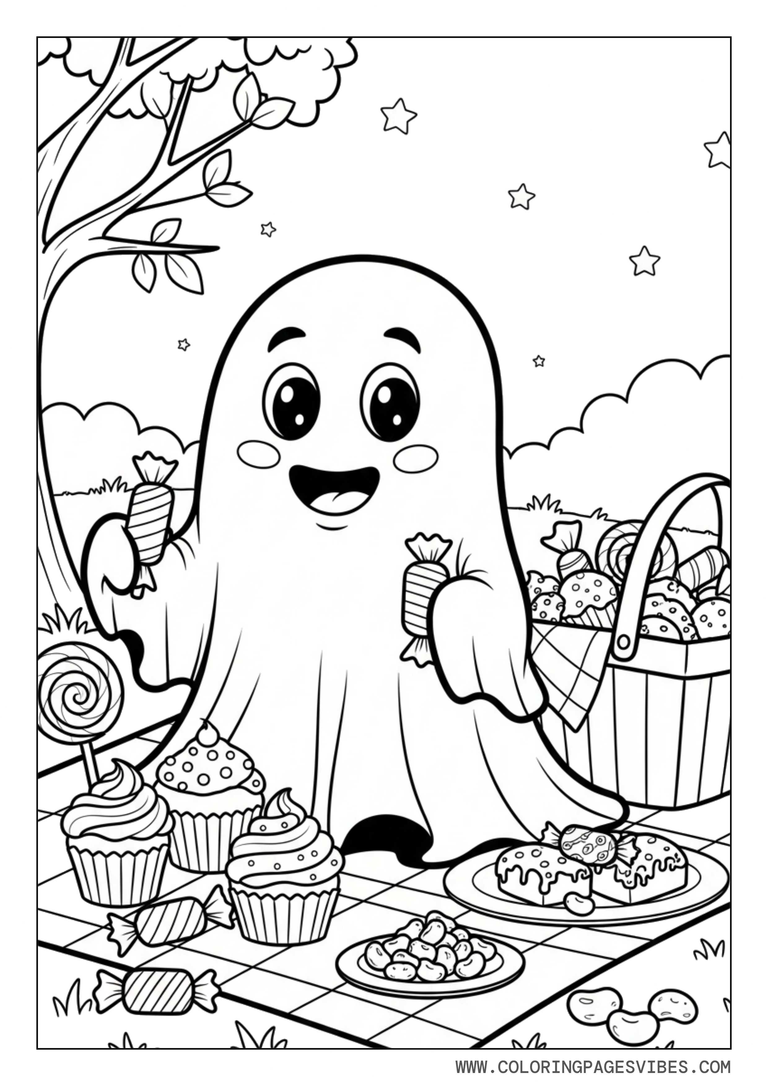 Ghost Having Candy Picnic
