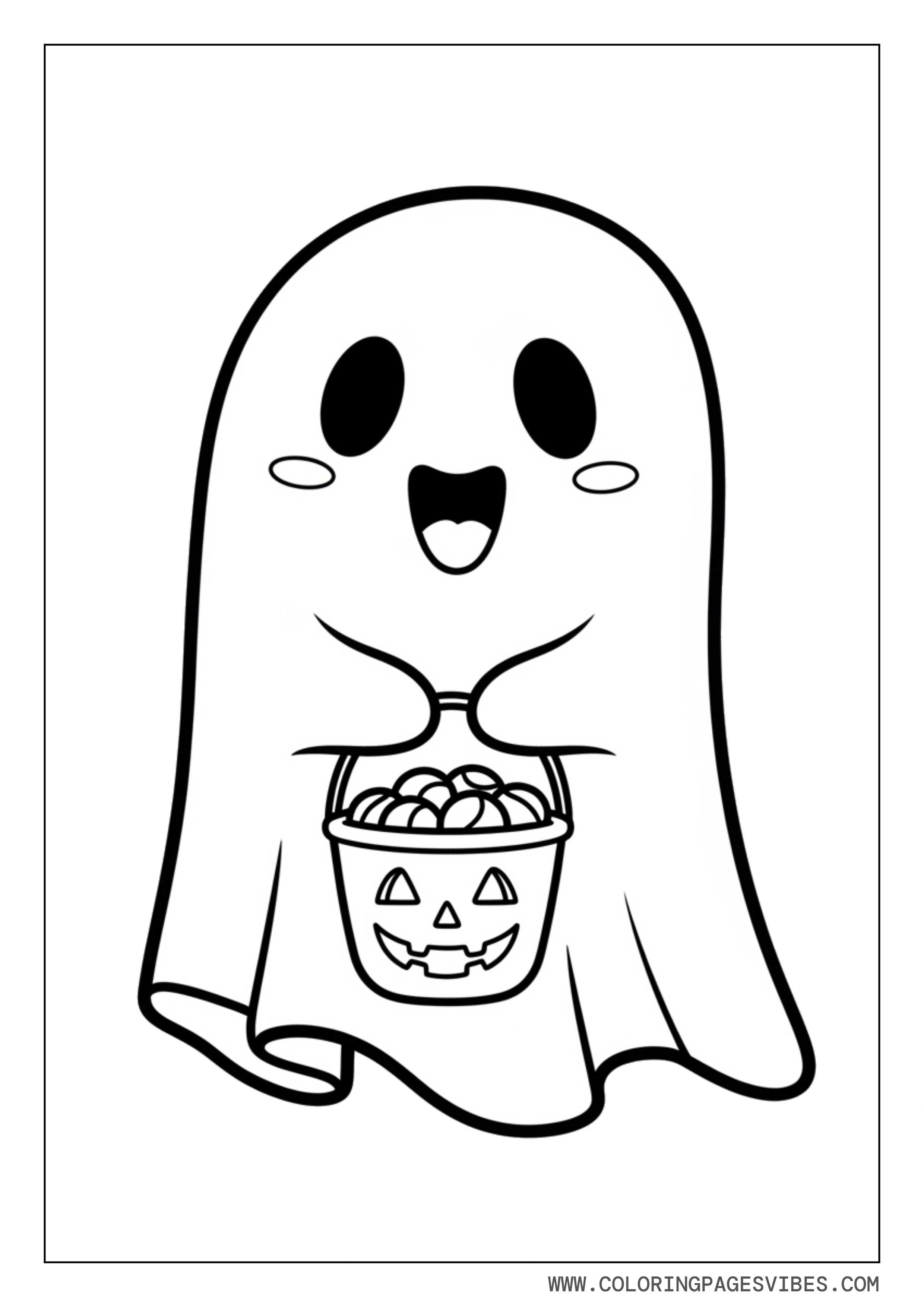 Ghost Holding Candy Bucket