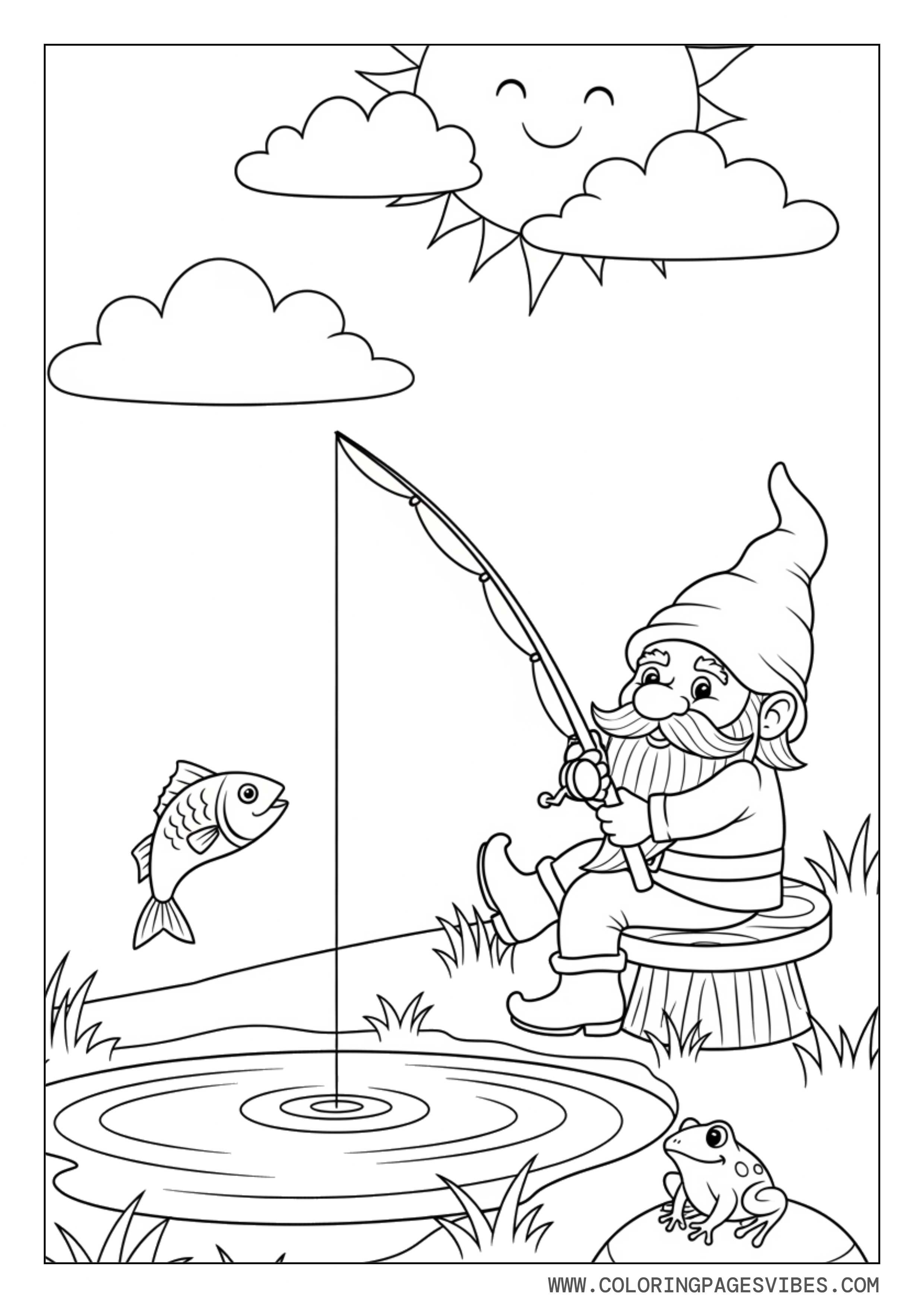 Fishing Gnome by Pond