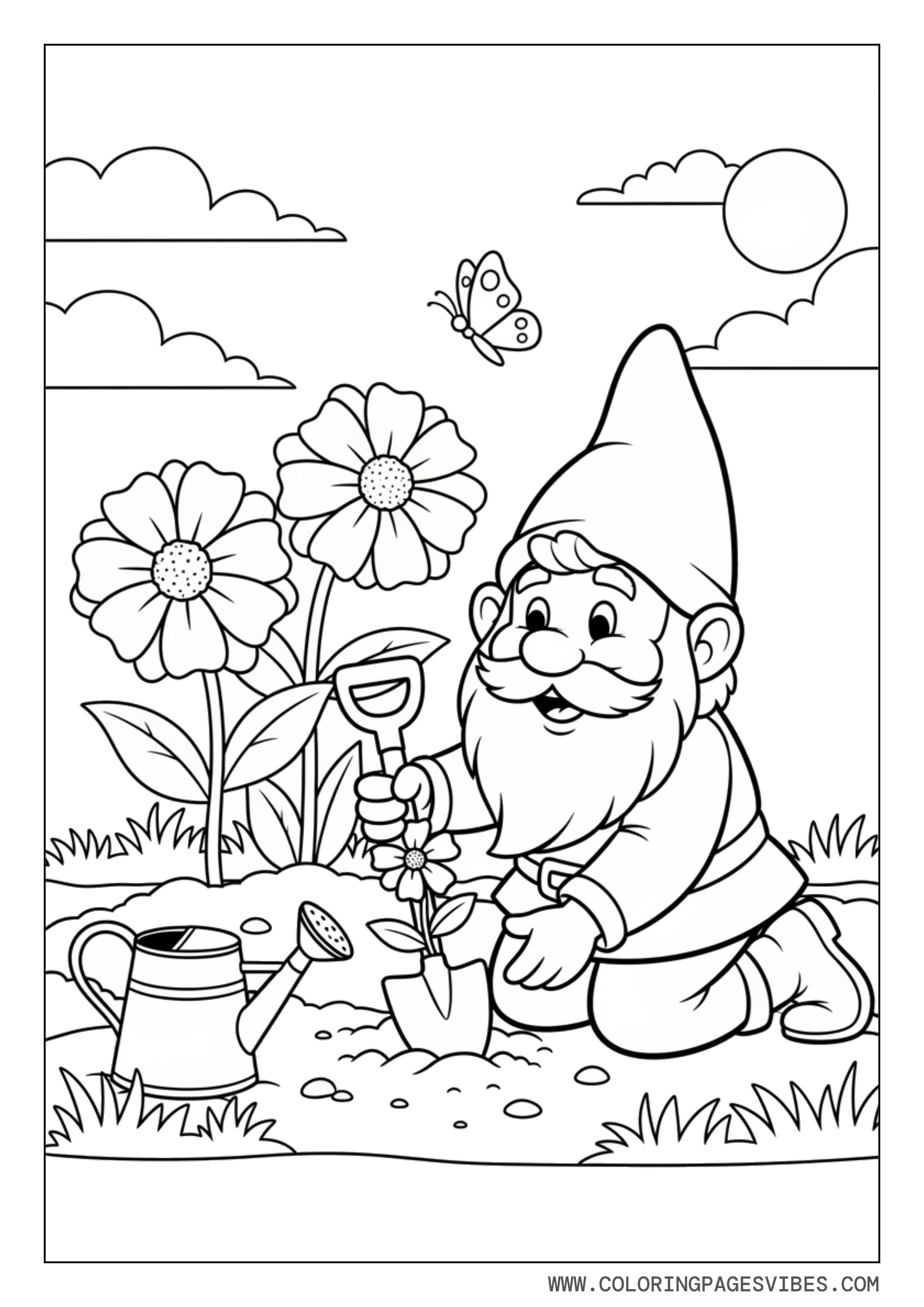 Gnome Planting Flowers