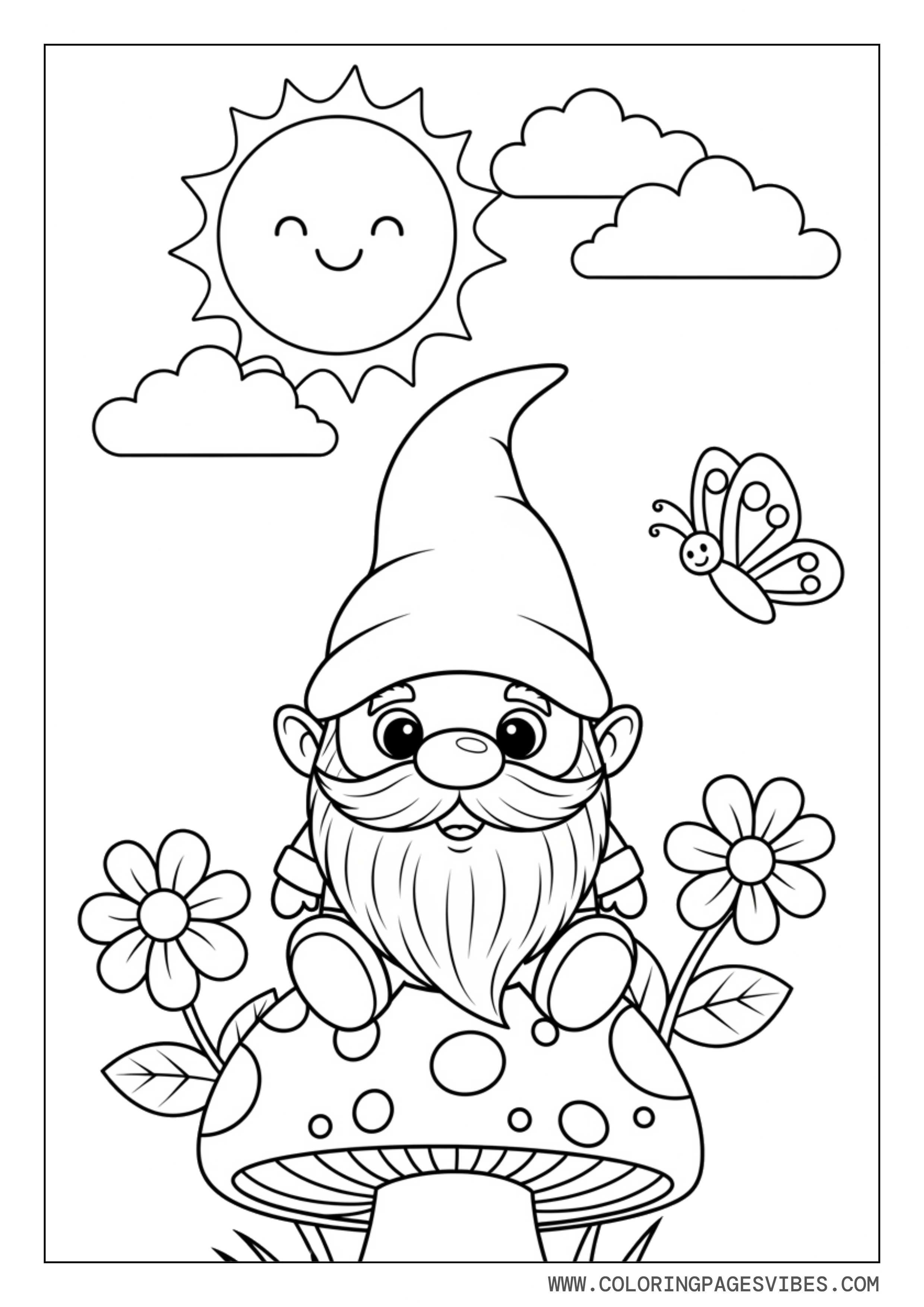 Gnome Sitting on a Mushroom