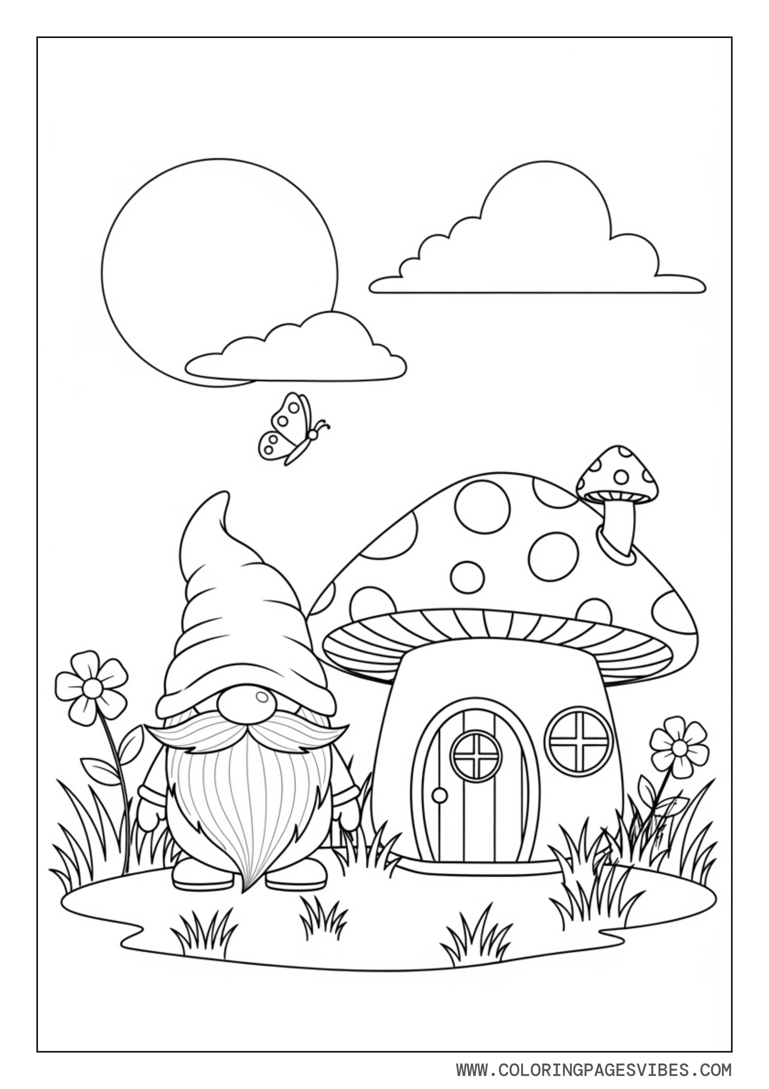 Gnome with Fairy Mushroom House