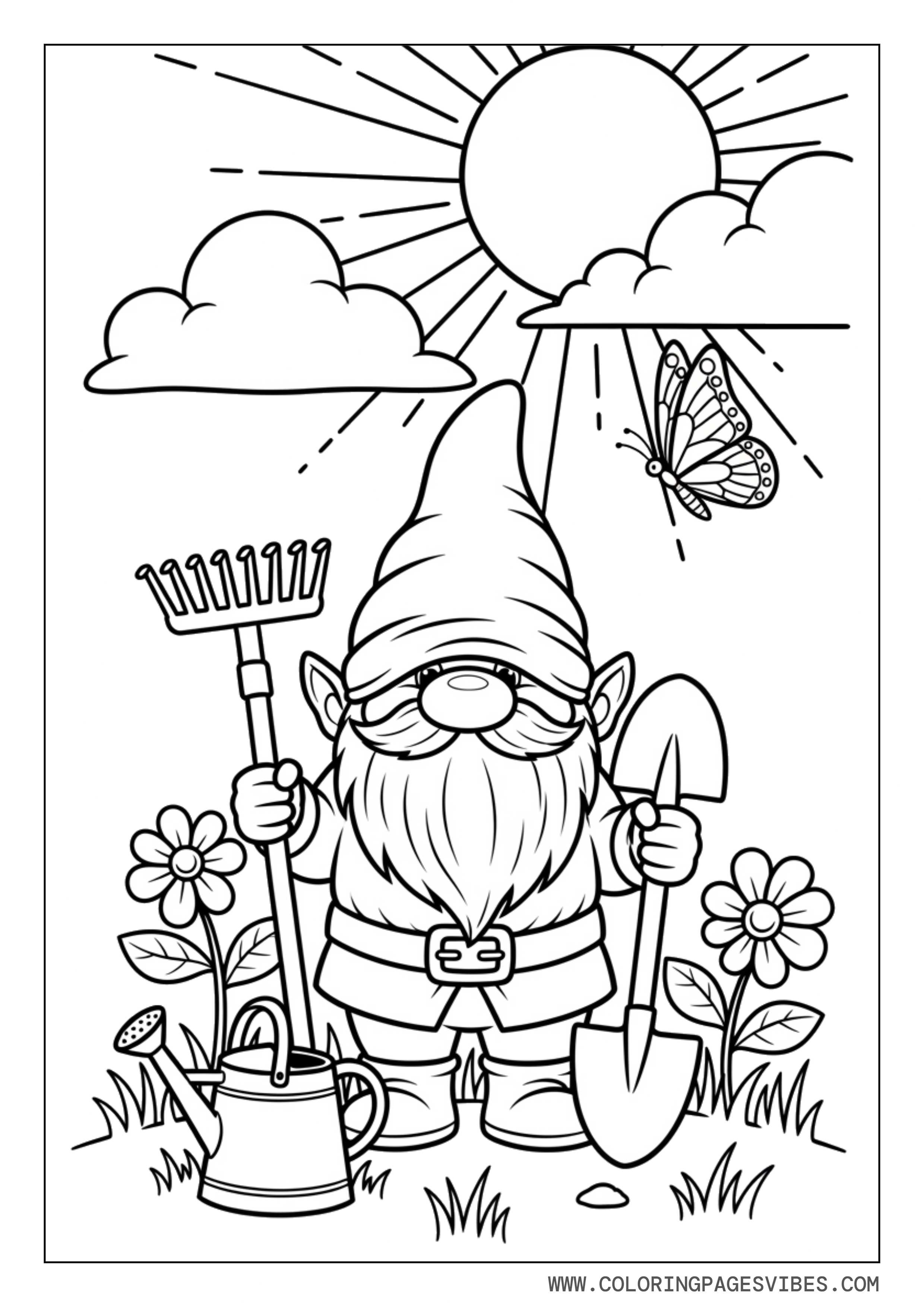Gnome with Garden Tools