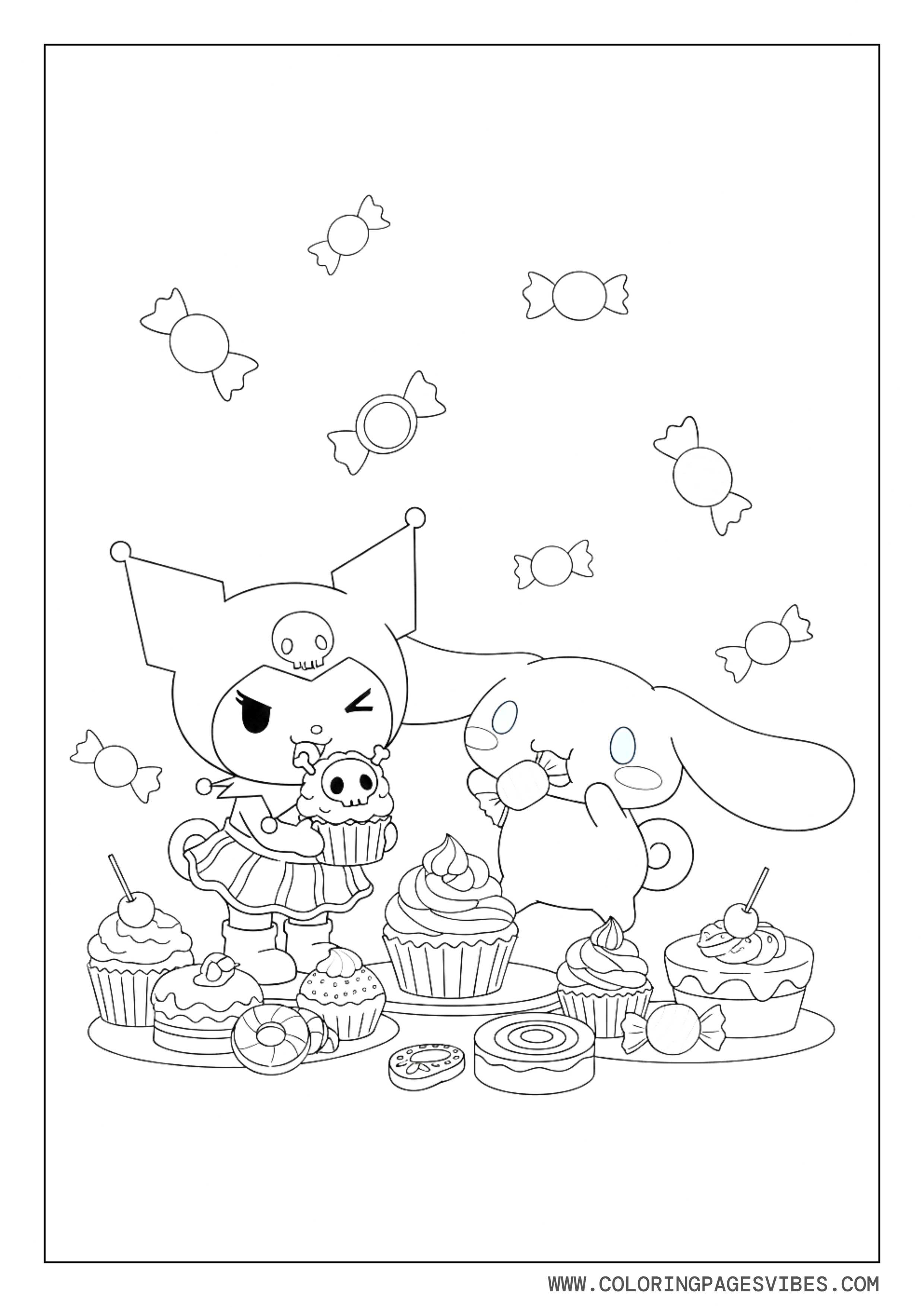 Kuromi and Cinnamoroll Dessert Scene