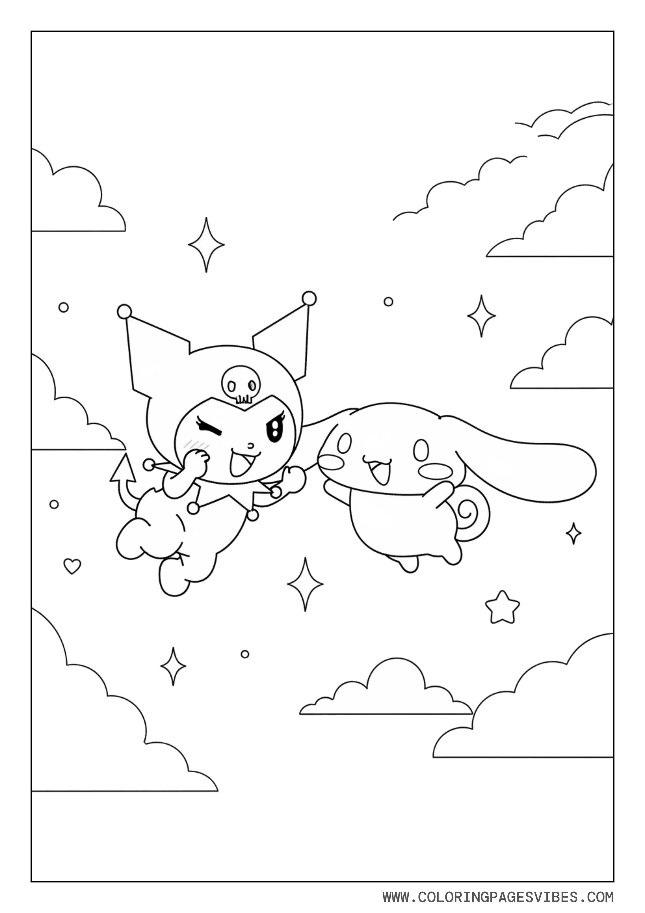 Kuromi and Cinnamoroll Flying Scene