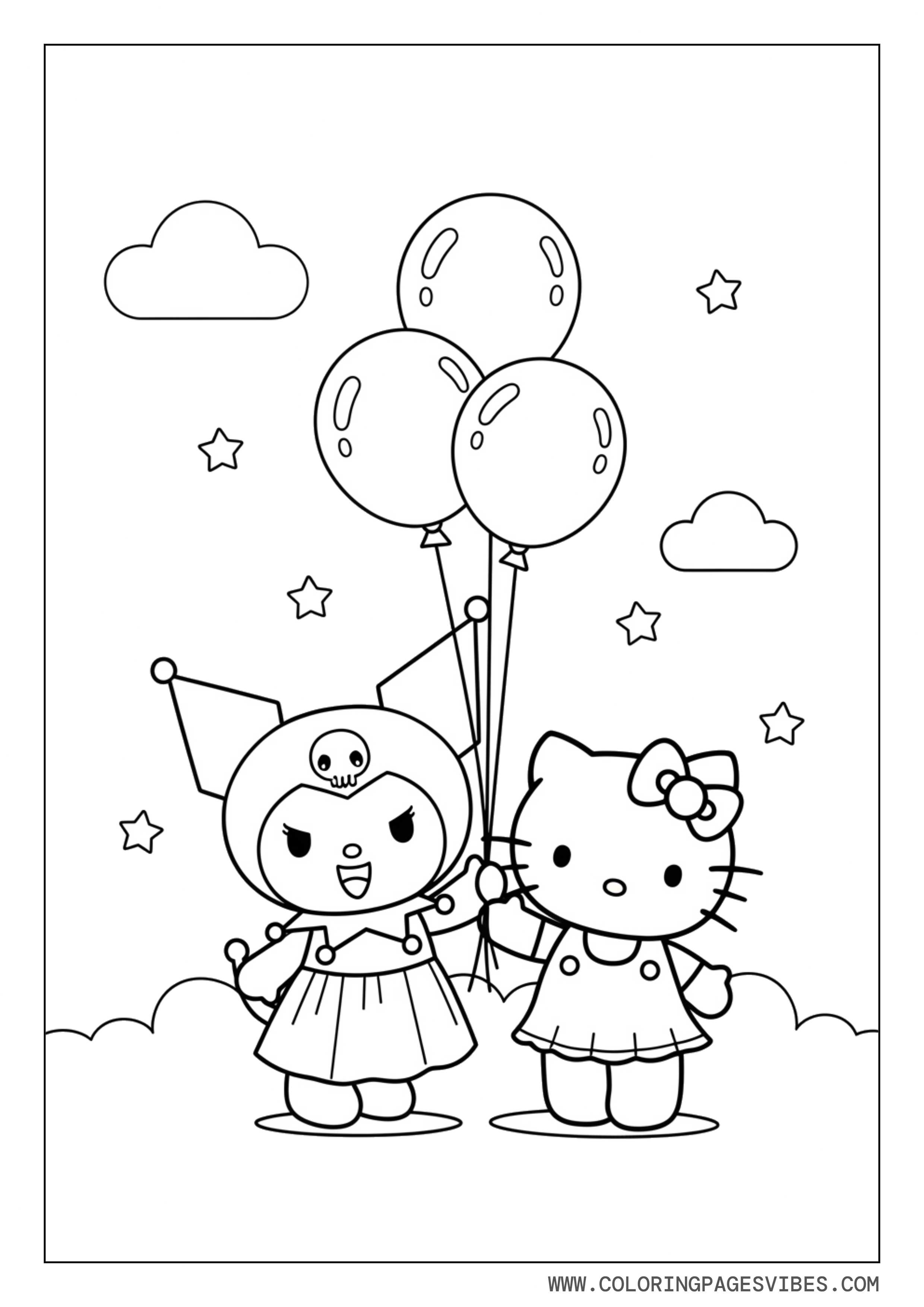 Kuromi and Hello Kitty with Balloons