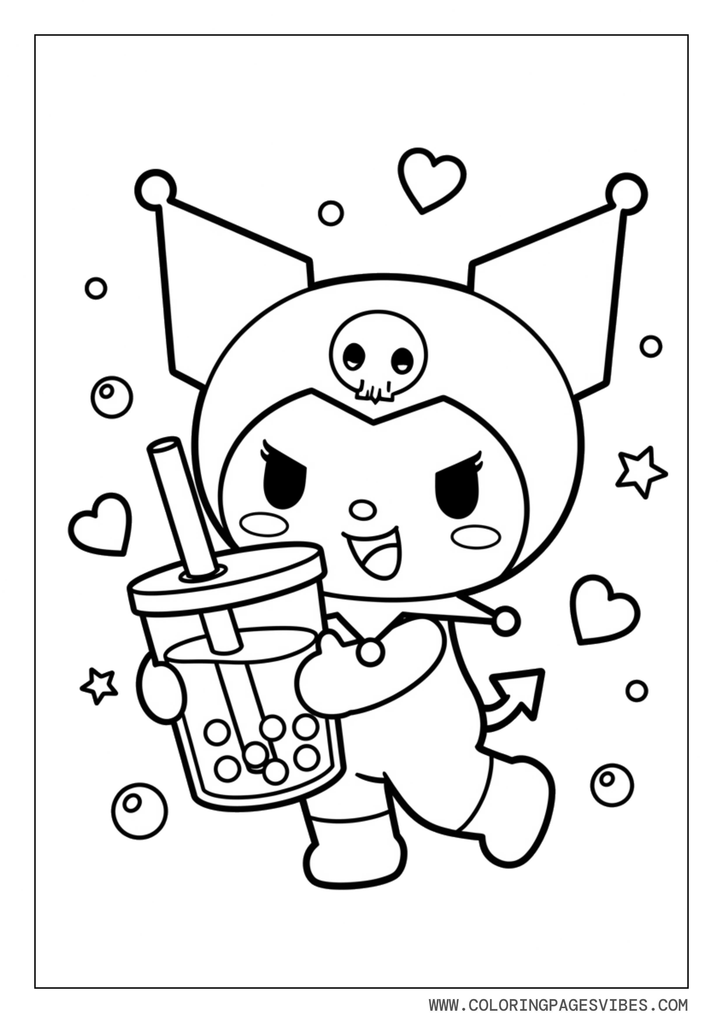 Kuromi Drinking Bubble Tea