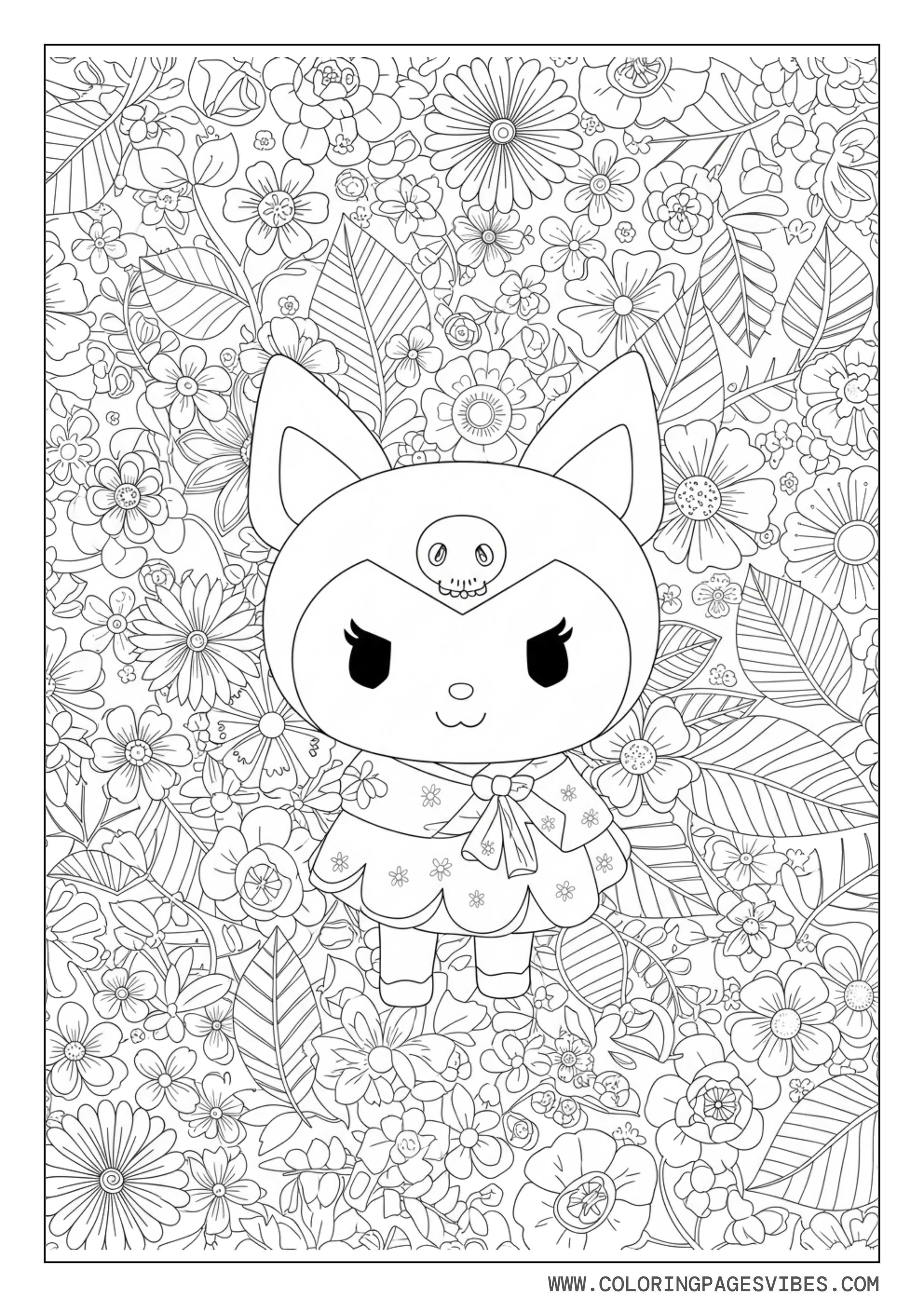 Kuromi Floral Pattern Art