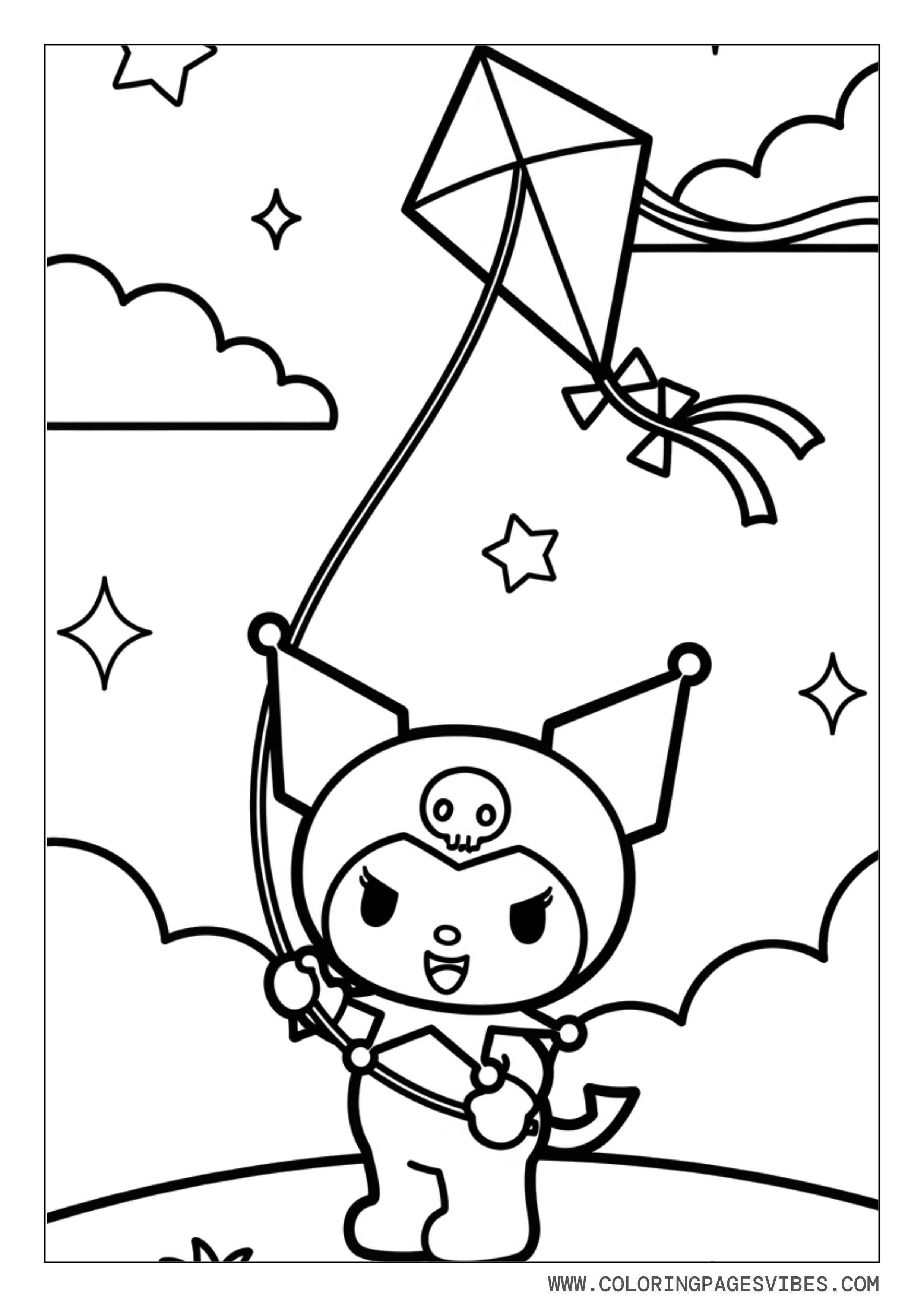 Kuromi Flying a Kite