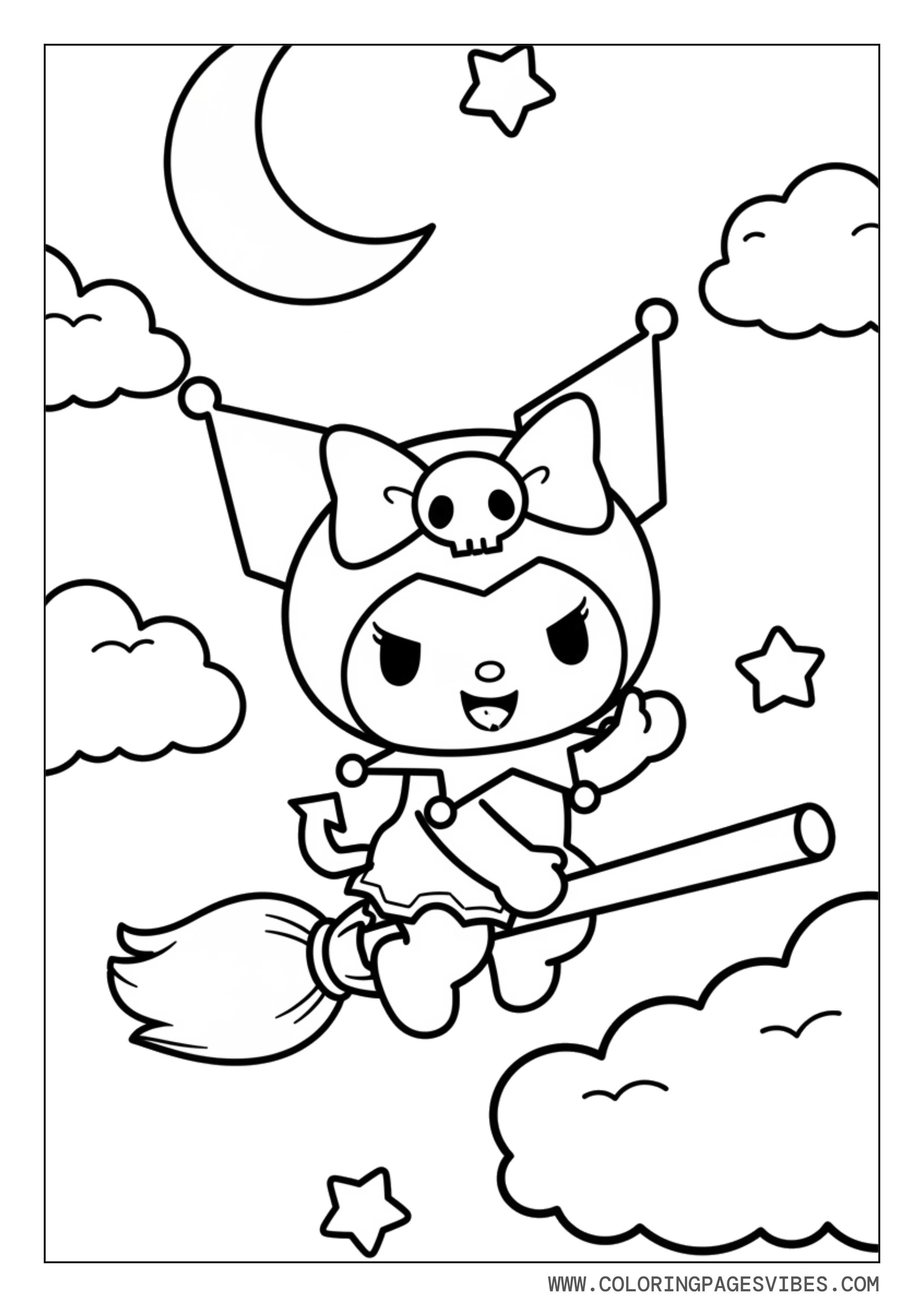 Kuromi Flying on a Broom