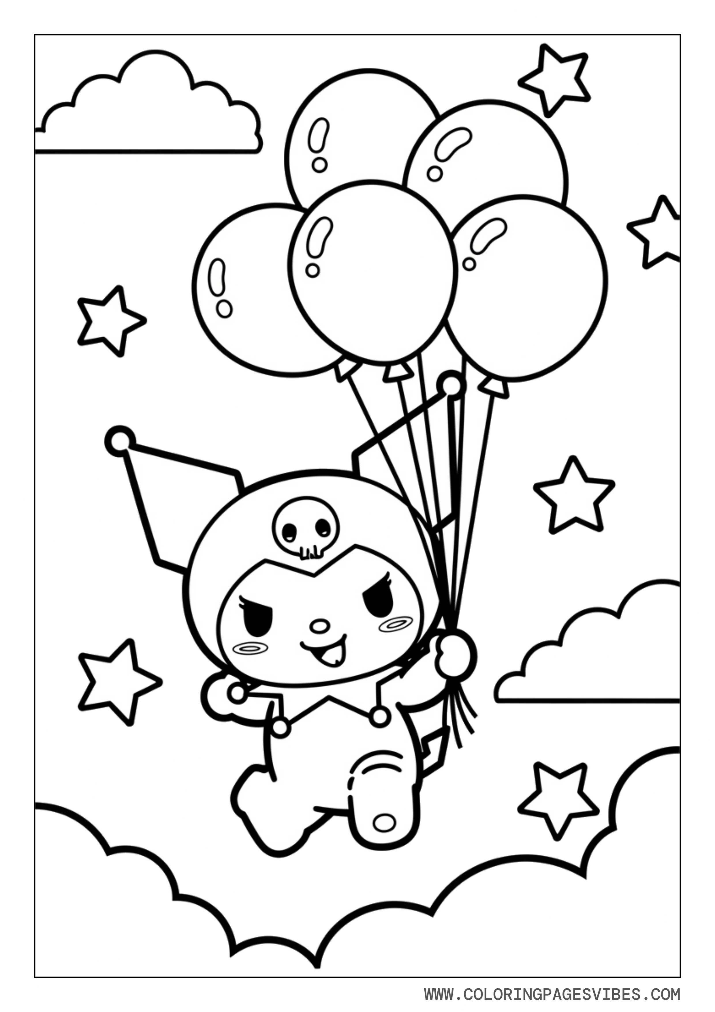 Kuromi Flying with Balloons