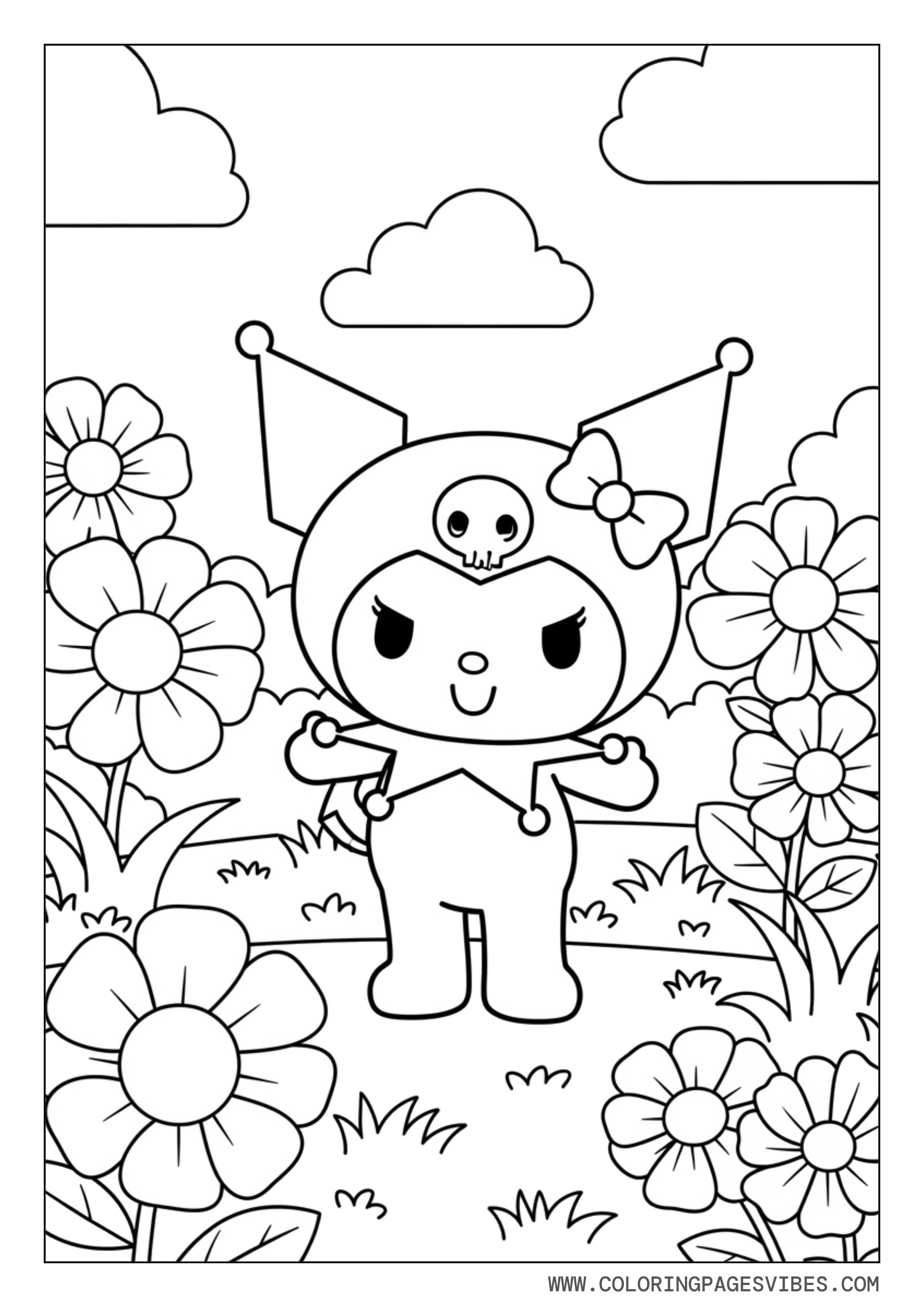 Kuromi in a Flower Garden