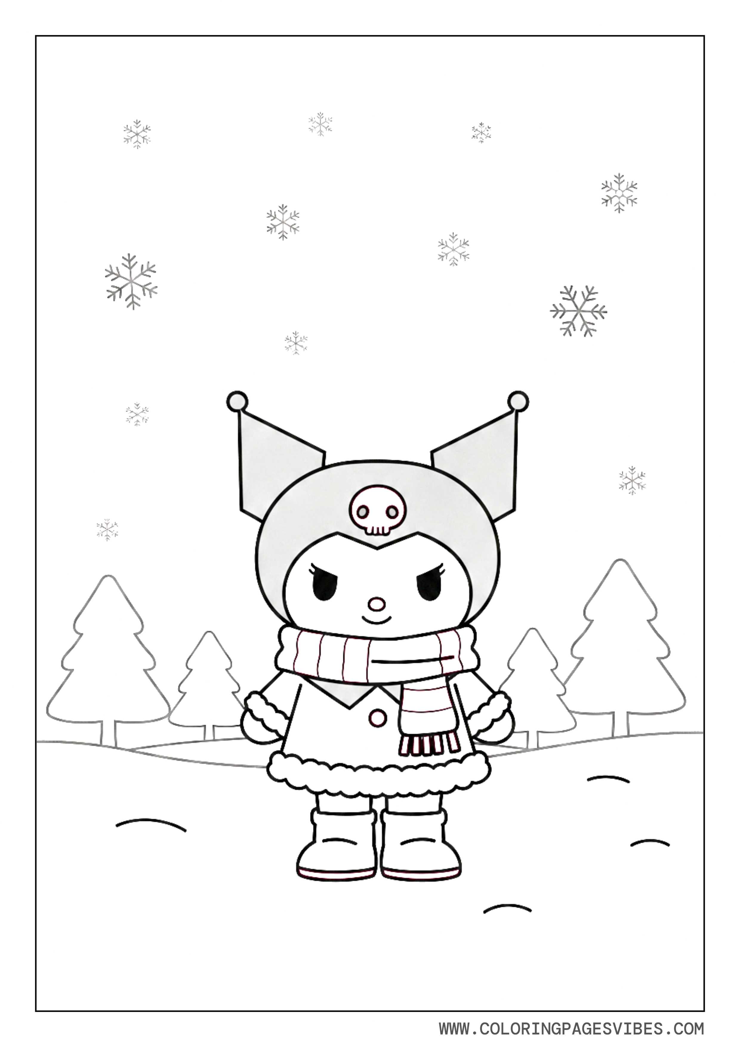 Kuromi in Winter Snow Scene