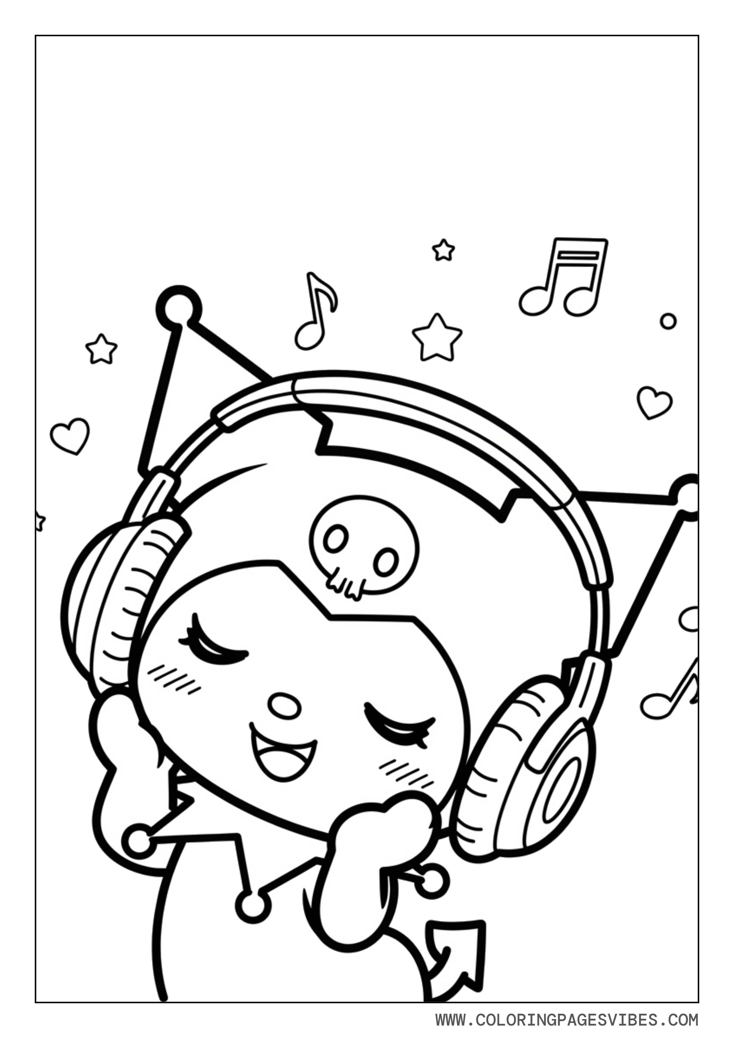 Kuromi Listening to Music