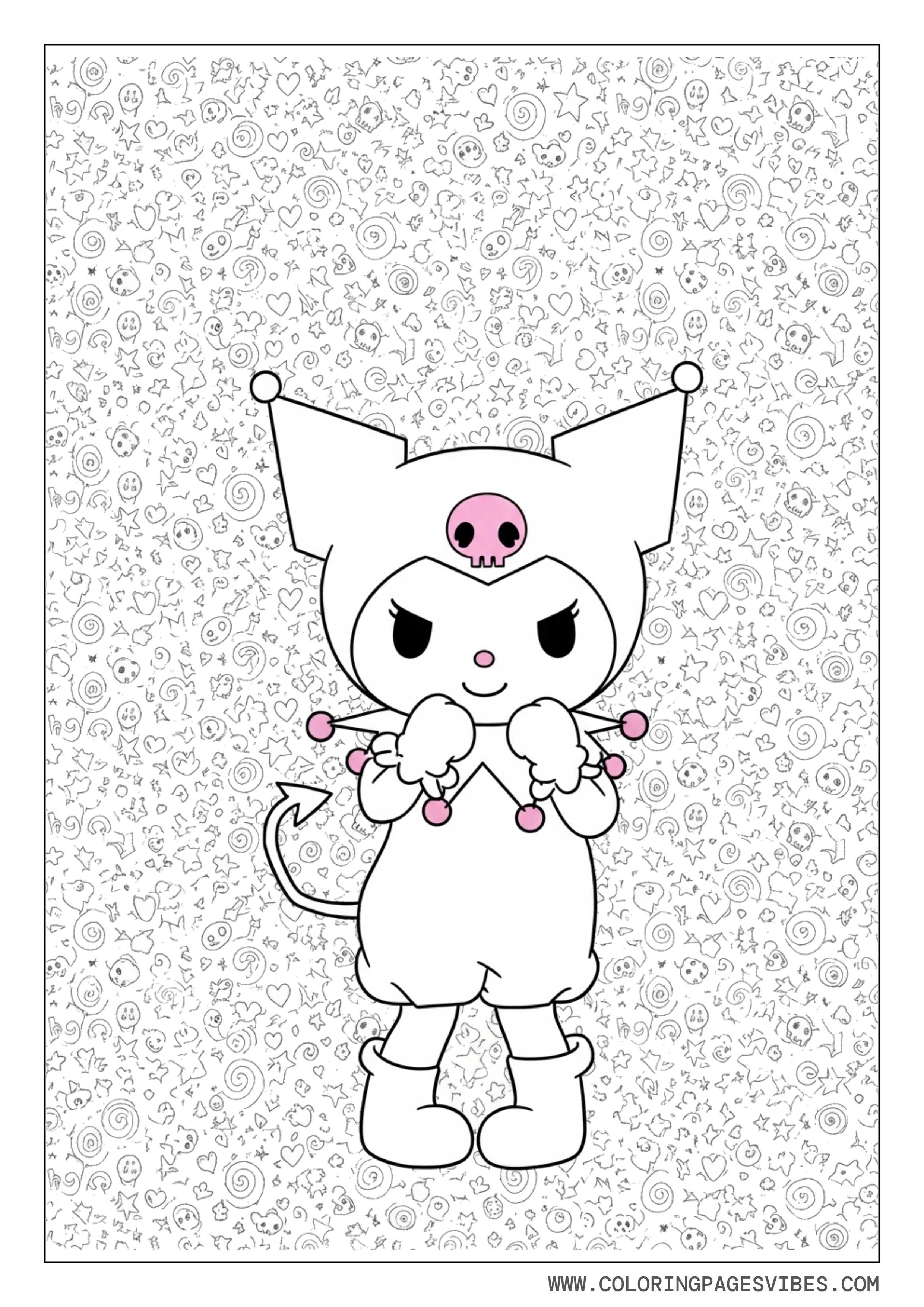 Kuromi Pattern-Filled Background
