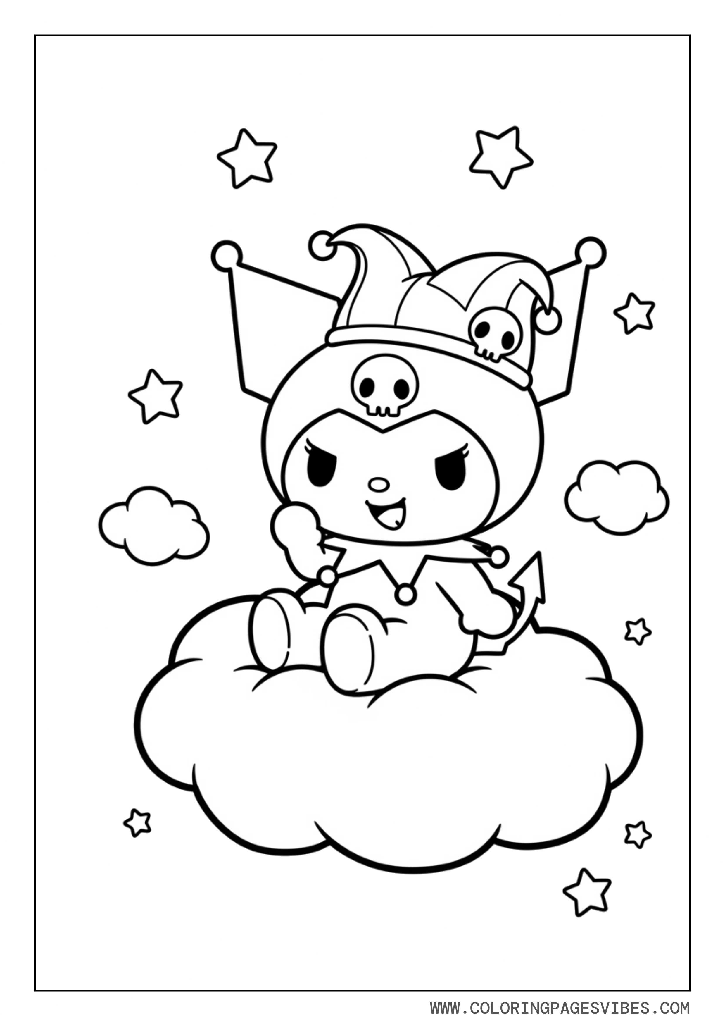 Kuromi Sitting on a Cloud