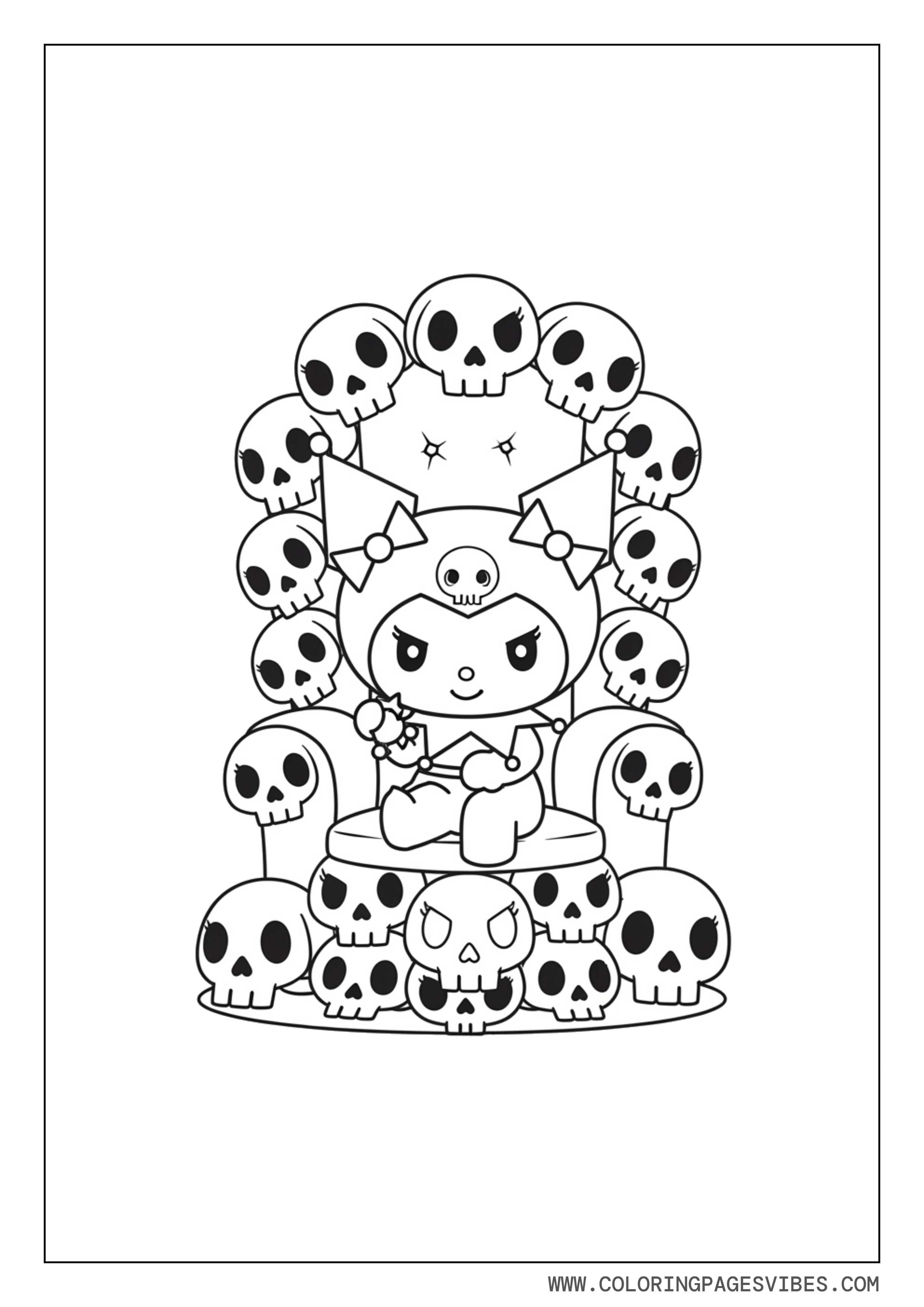 Kuromi Sitting on Skull Throne