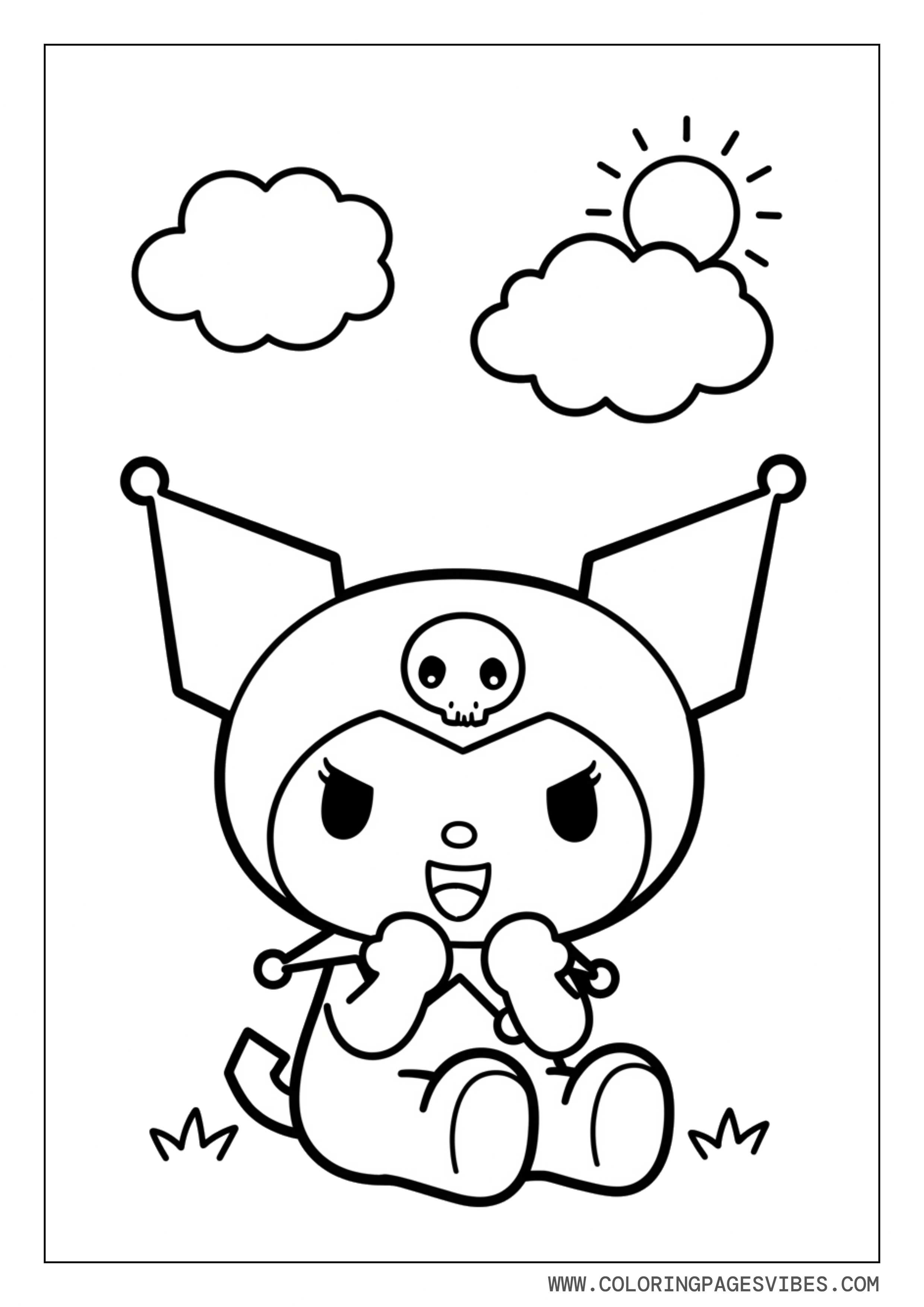 Kuromi Under Fluffy Clouds