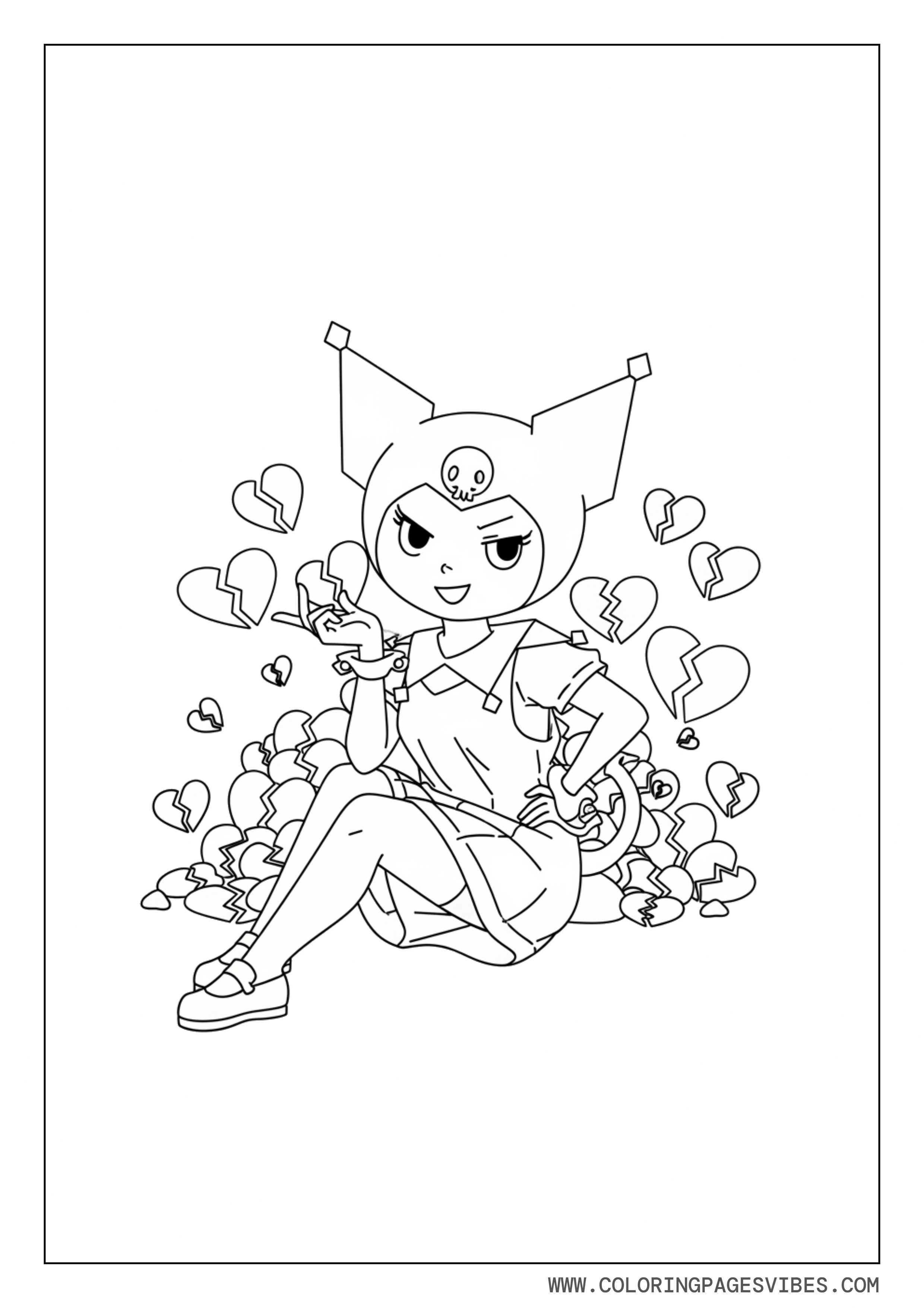 Kuromi with Broken Hearts