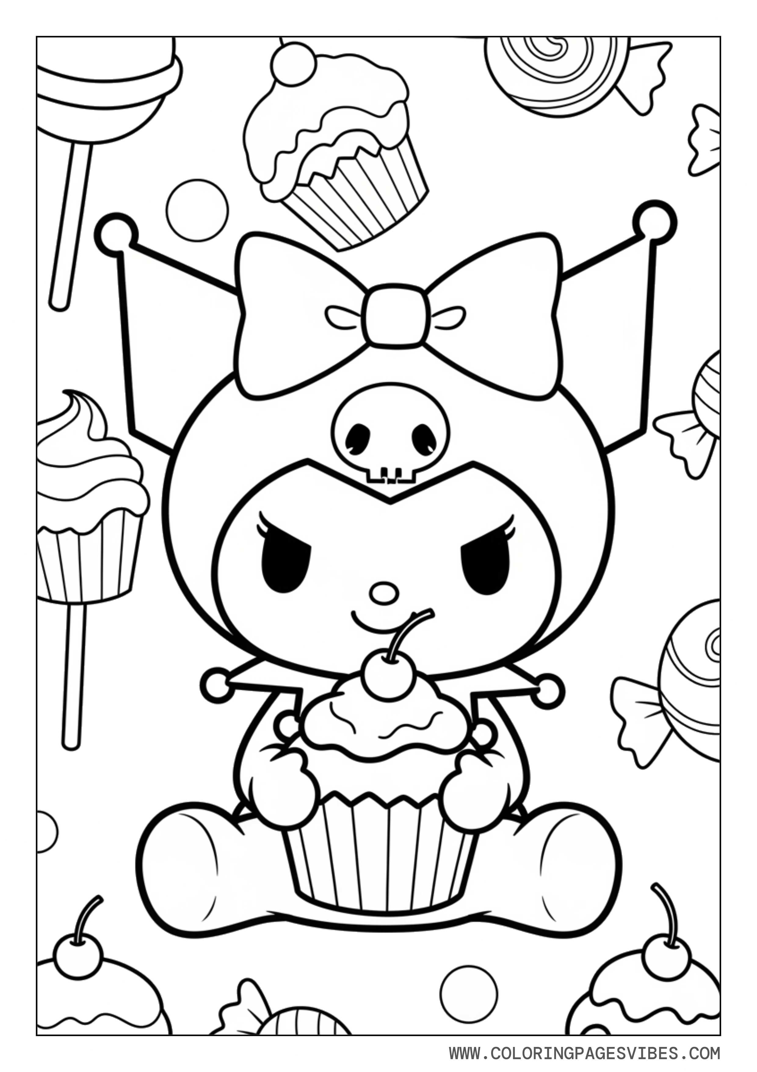 Kuromi with Cupcakes and Candy
