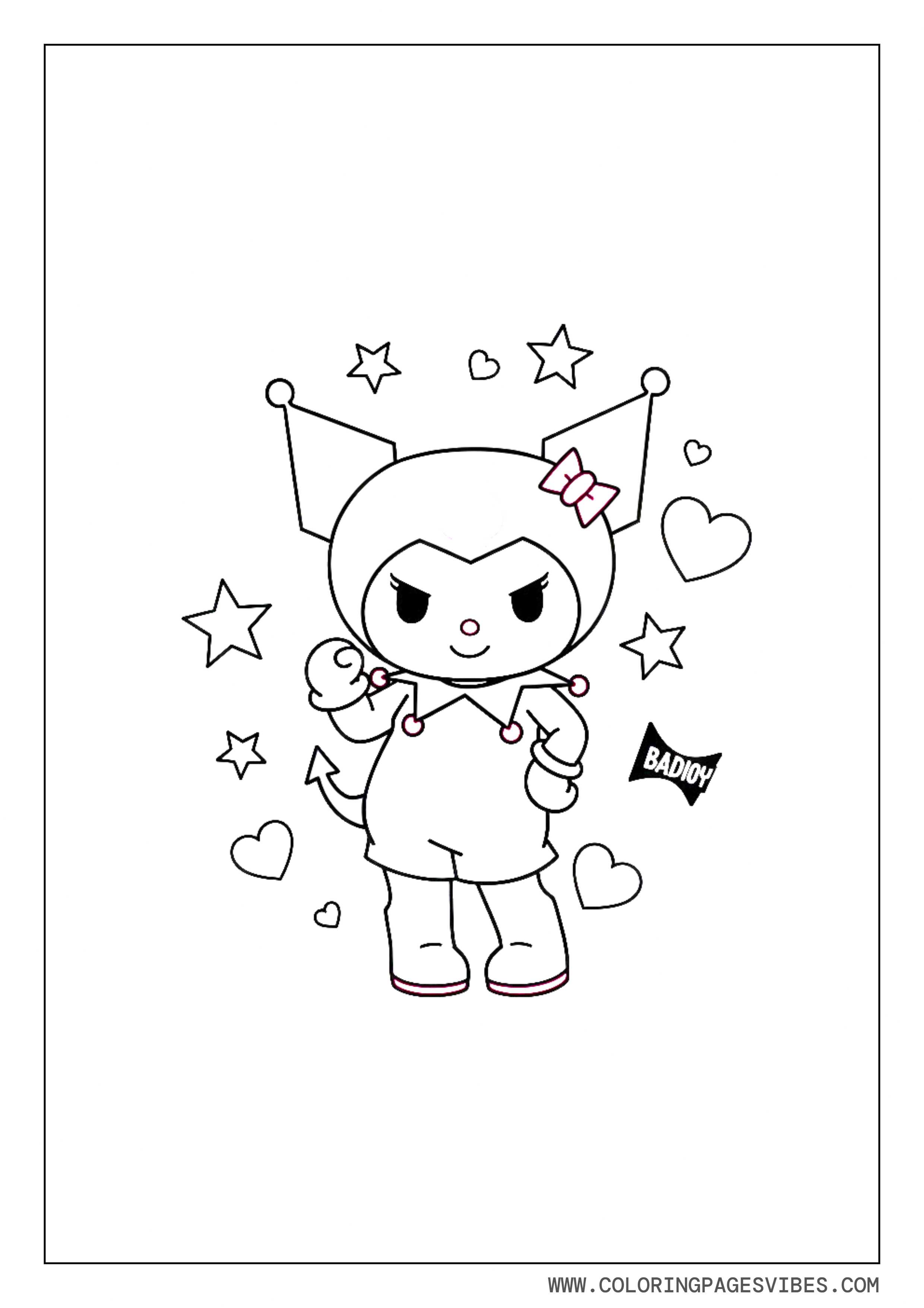 Kuromi with Dark Hearts and Stars