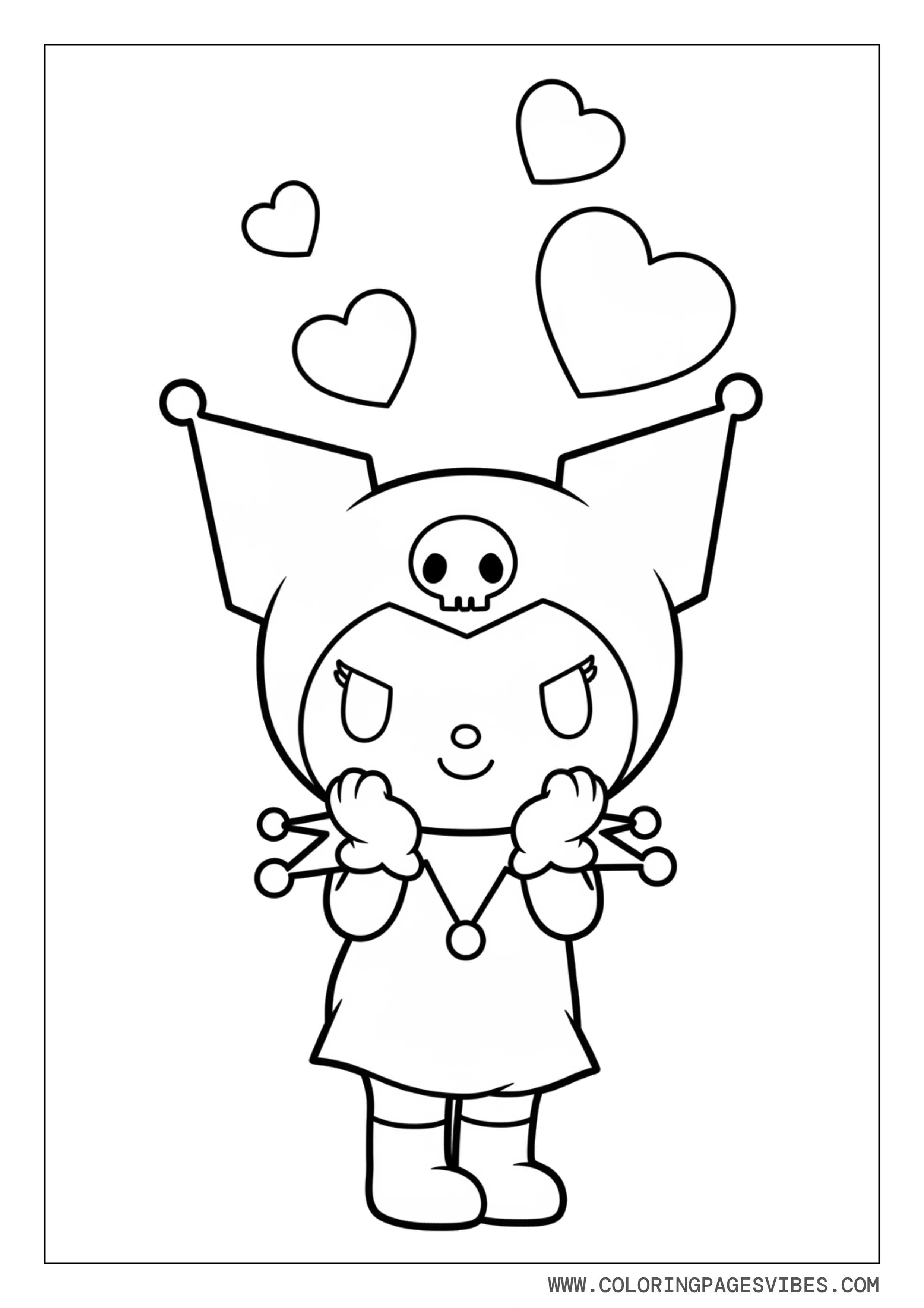 Kuromi with Floating Hearts