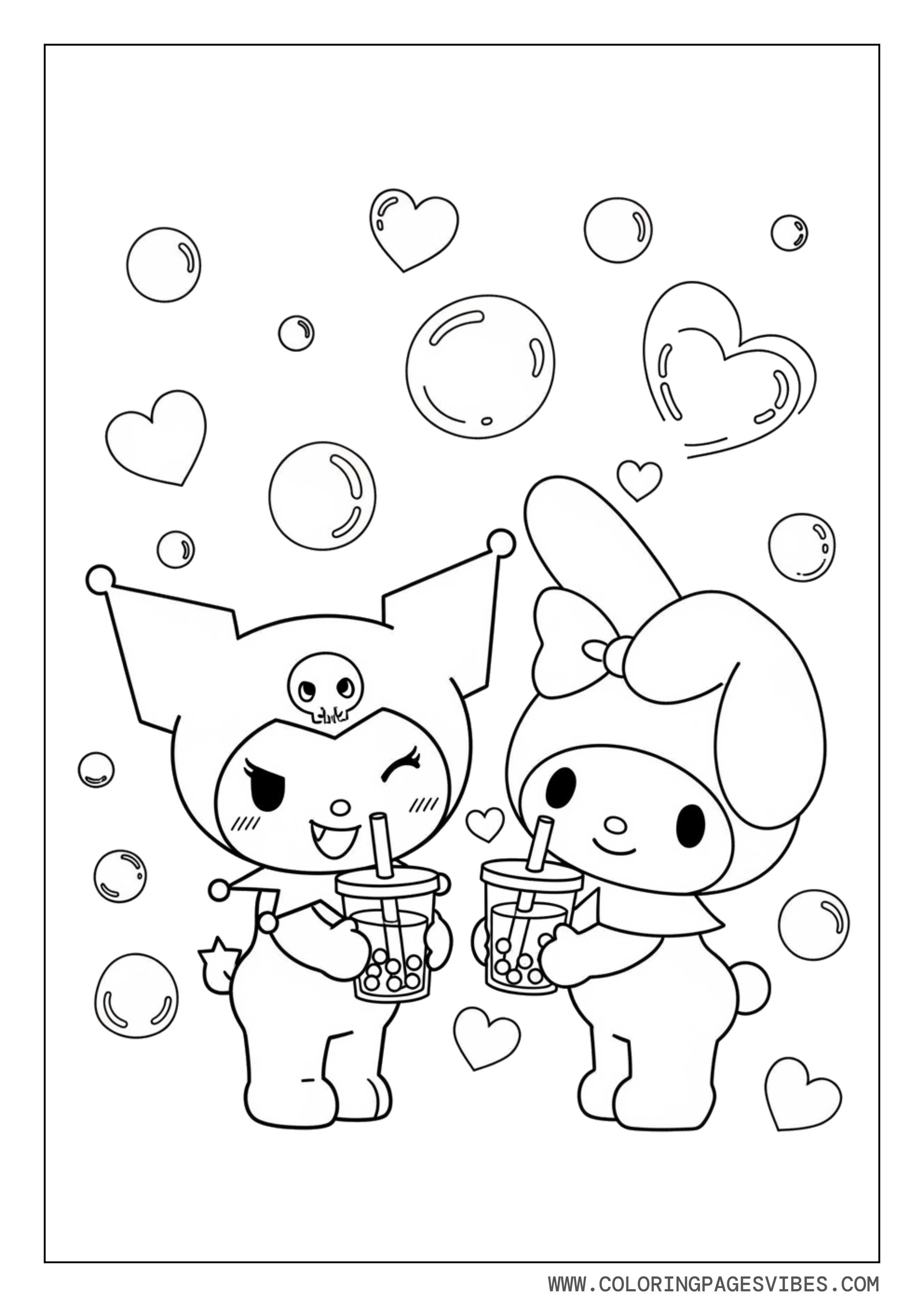 Kuromi with My Melody and Boba Combo