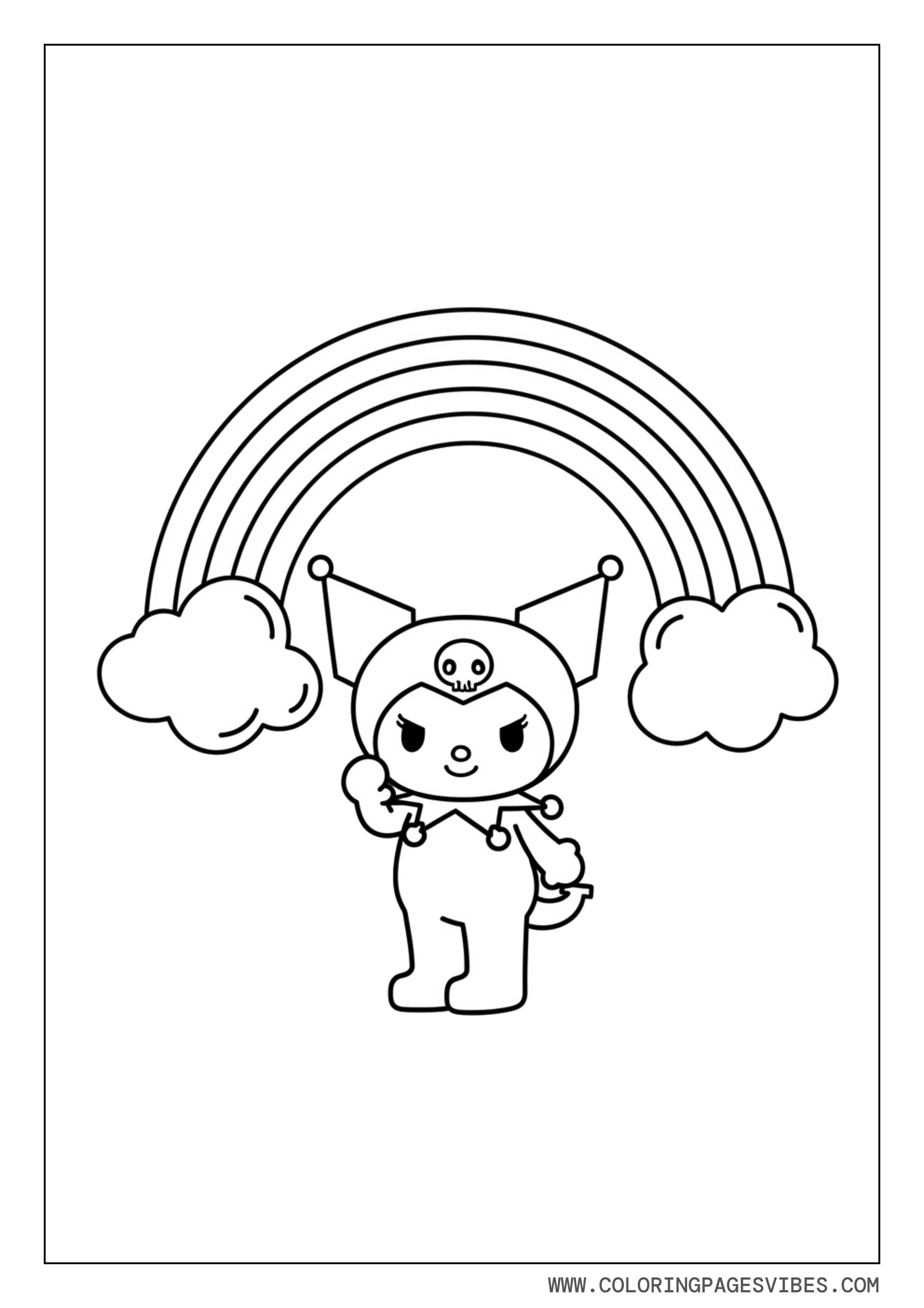 Kuromi with Rainbow Background