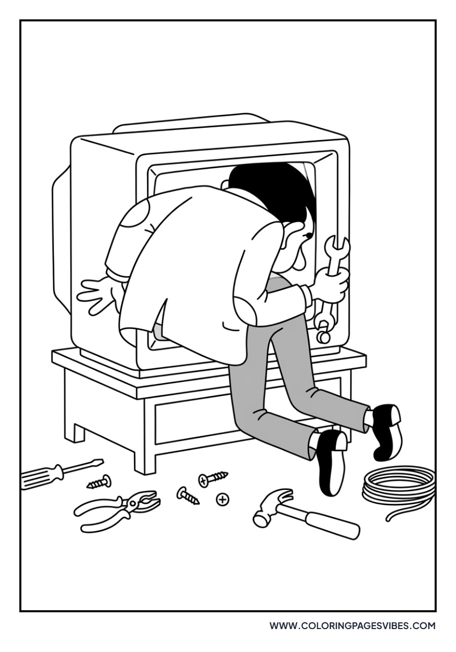 Mr. Bean Fixing the TV