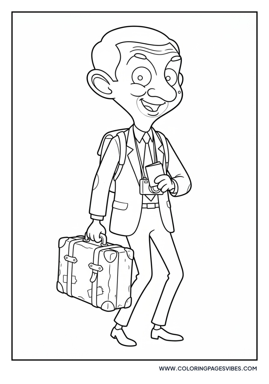 Mr. Bean Holding a Suitcase