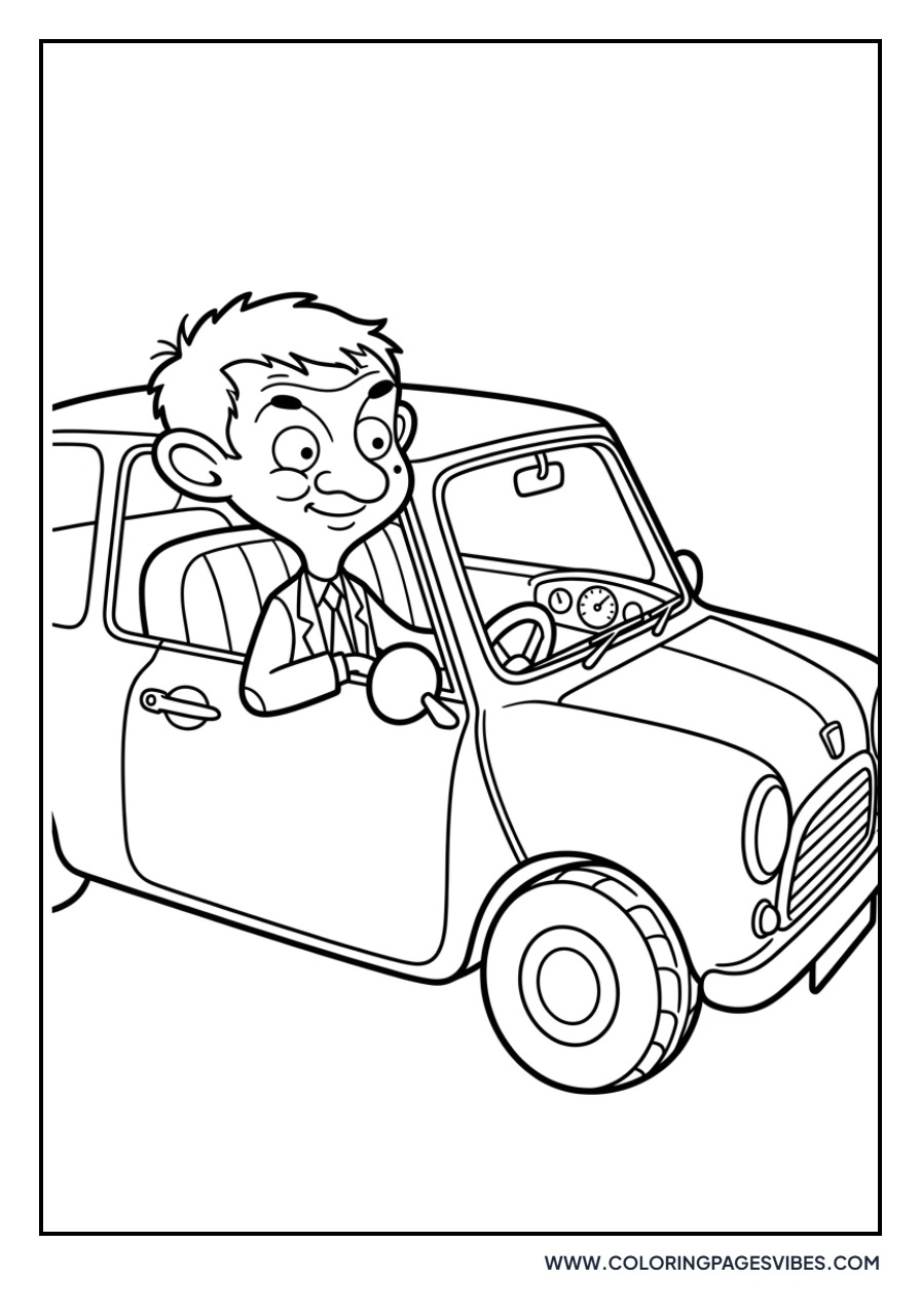Mr. Bean in His Mini Cooper
