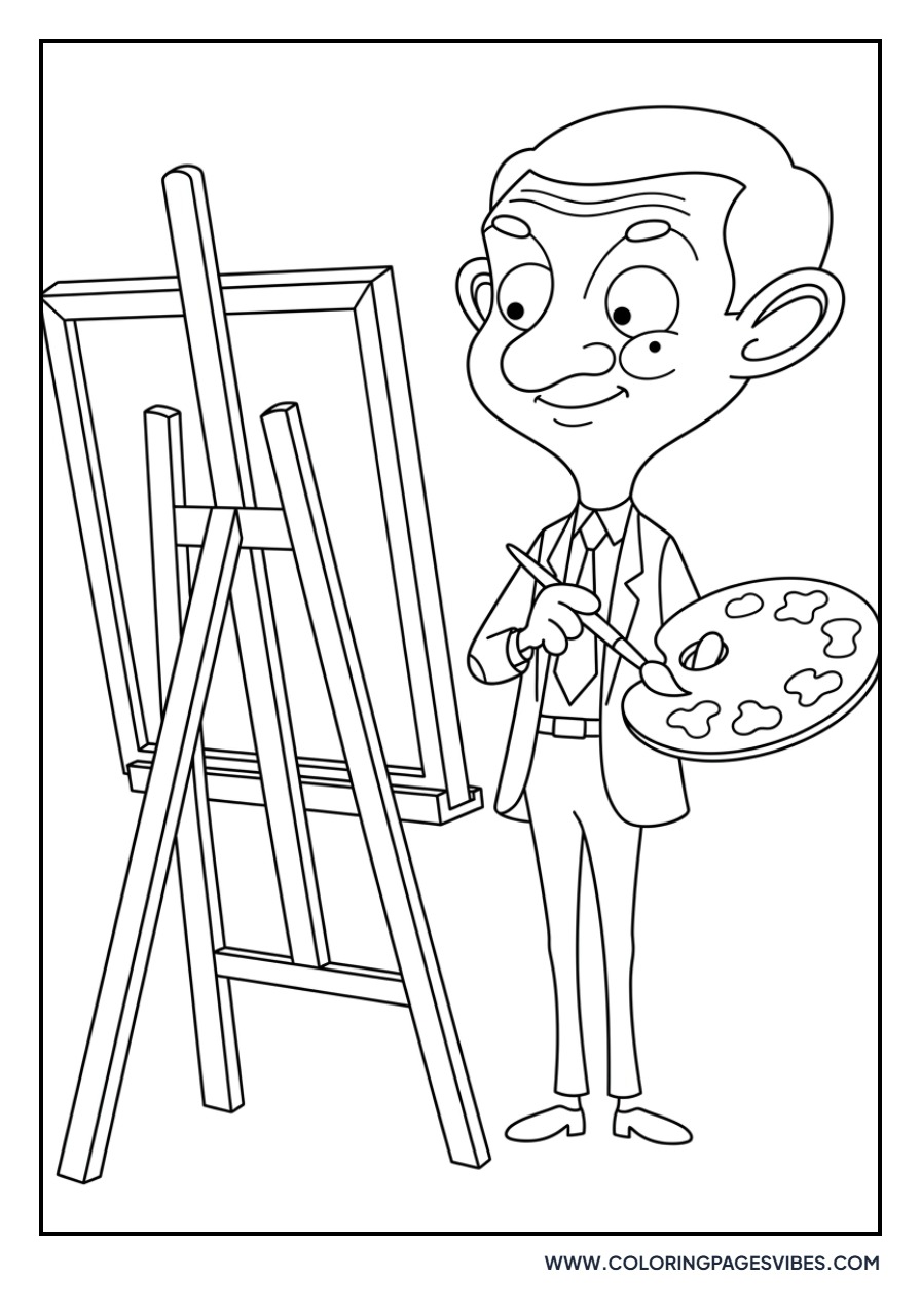 Mr. Bean Painting a Picture