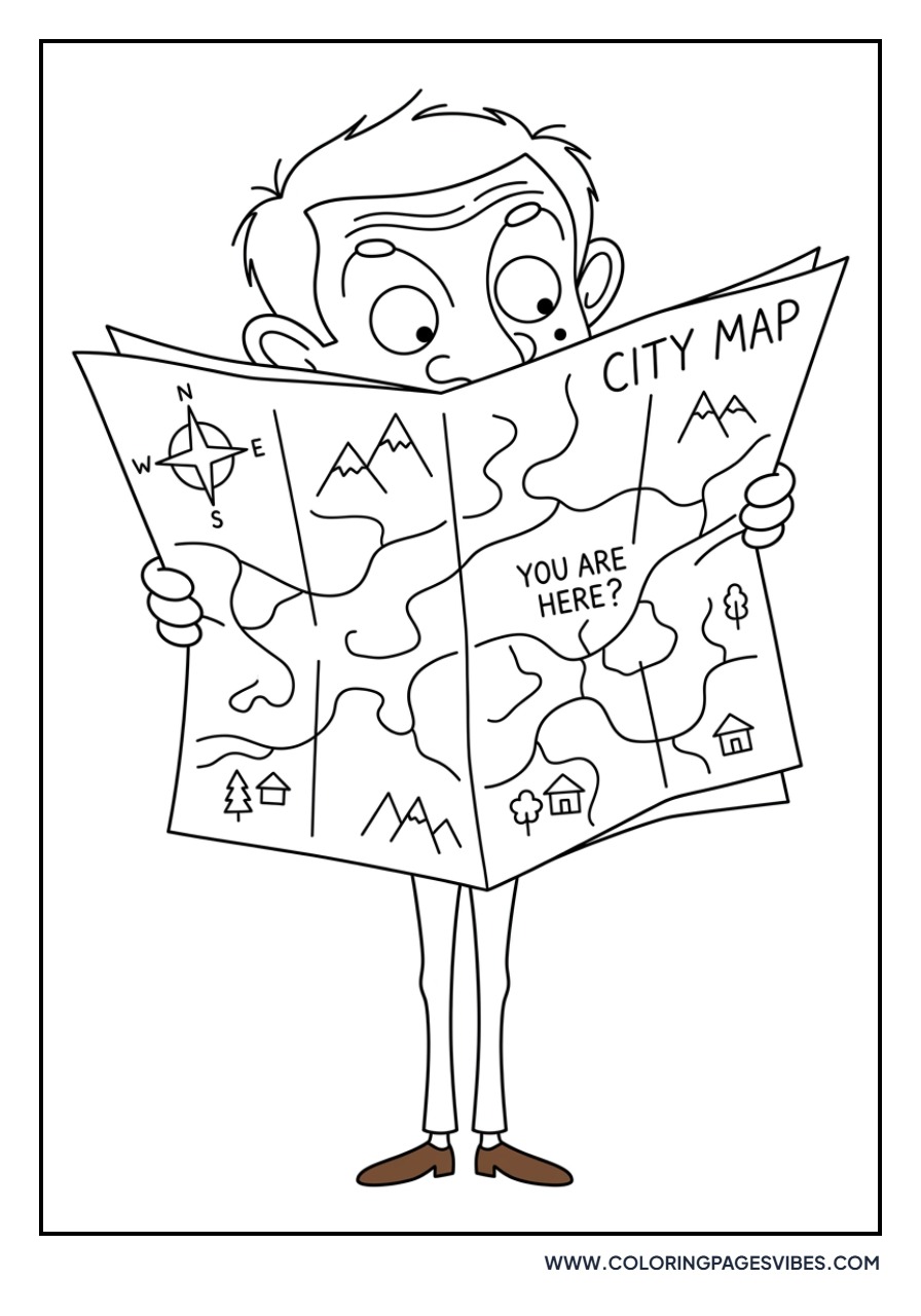 Mr. Bean Reading a Map