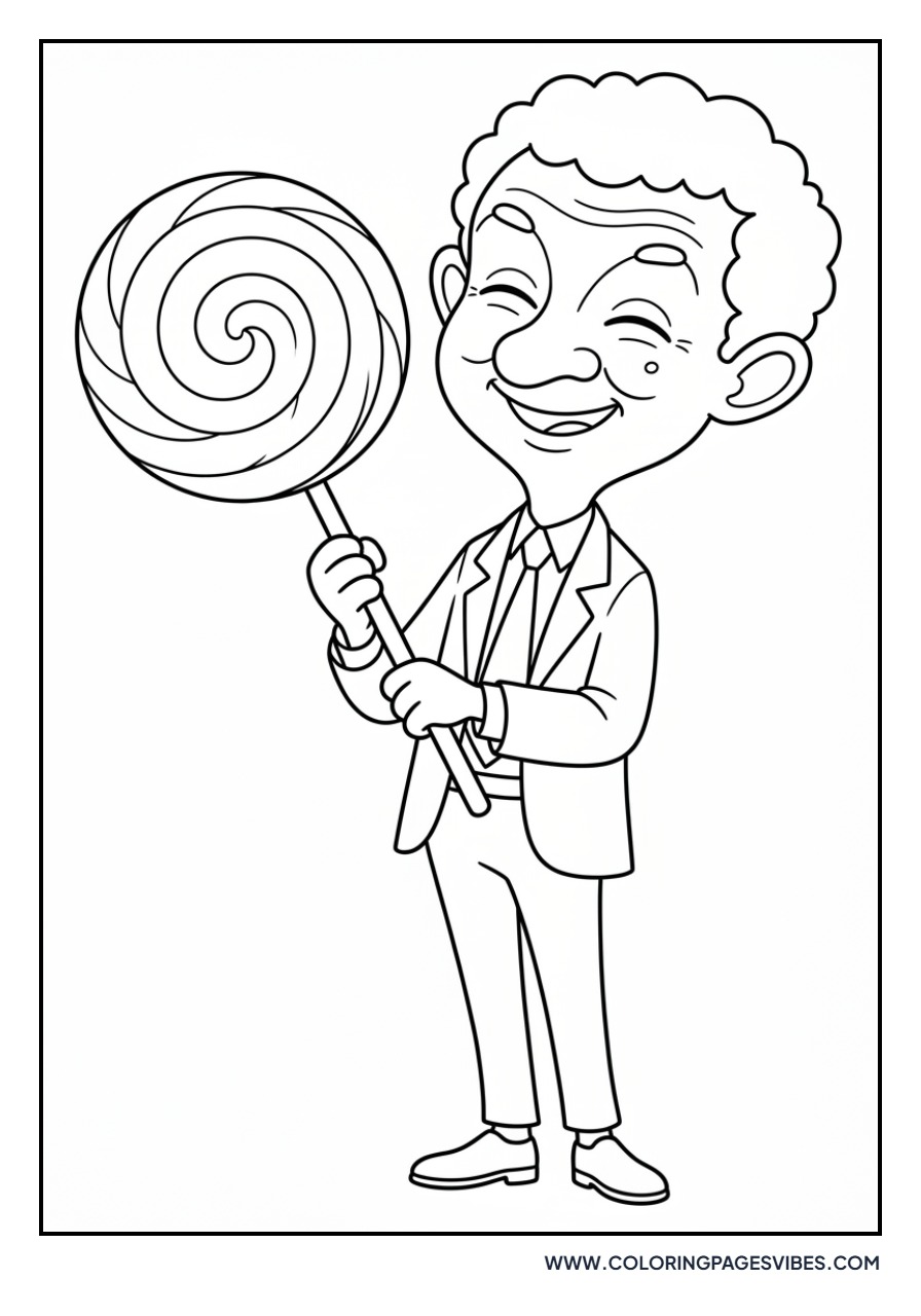Mr. Bean with a Large Lollipop
