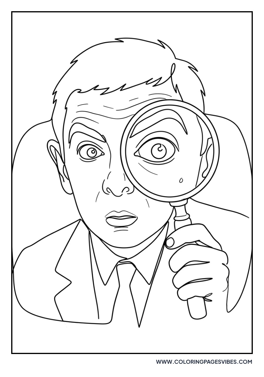Mr. Bean with a Magnifying Glass
