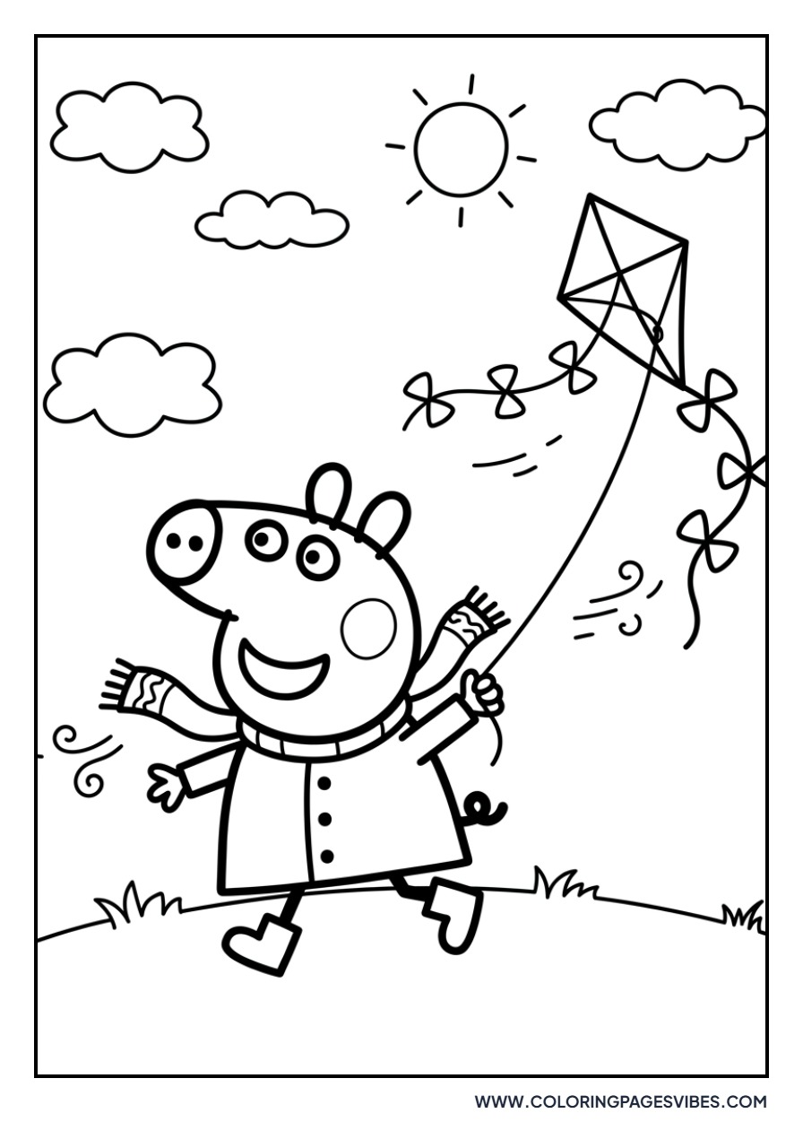 Peppa Pig Flying a Kite