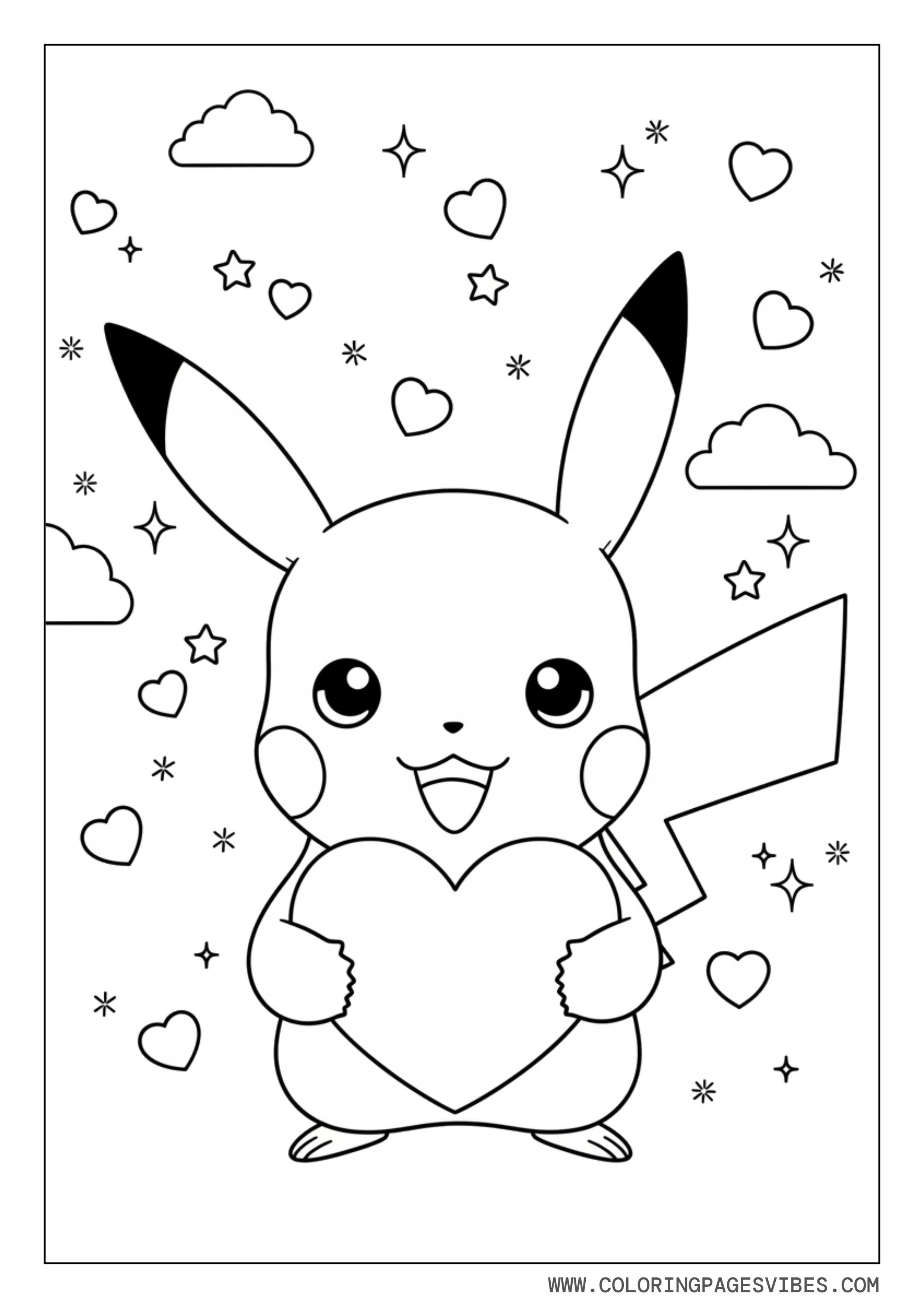 Baby Pikachu Holding a Heart