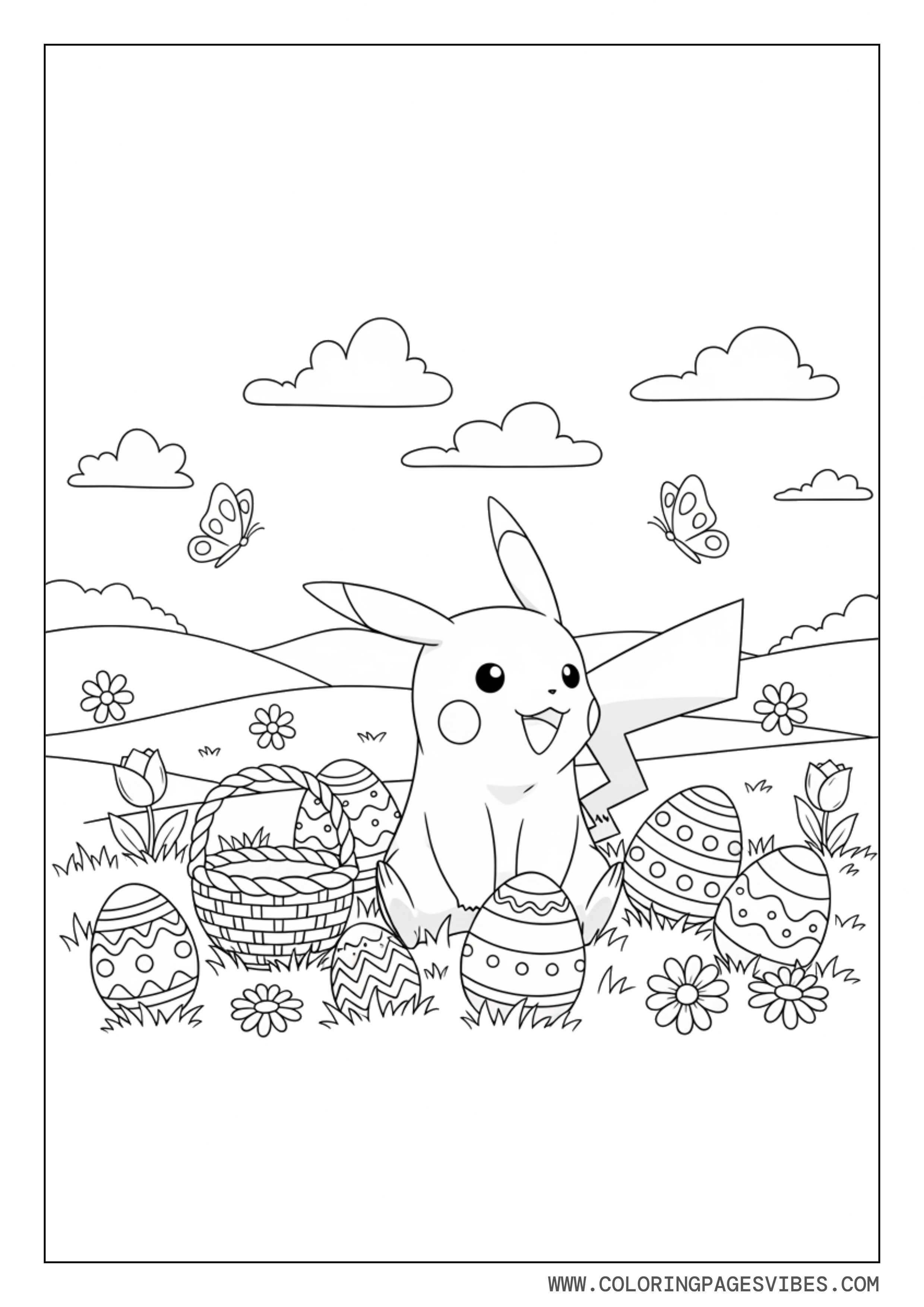 Easter Pikachu with Eggs