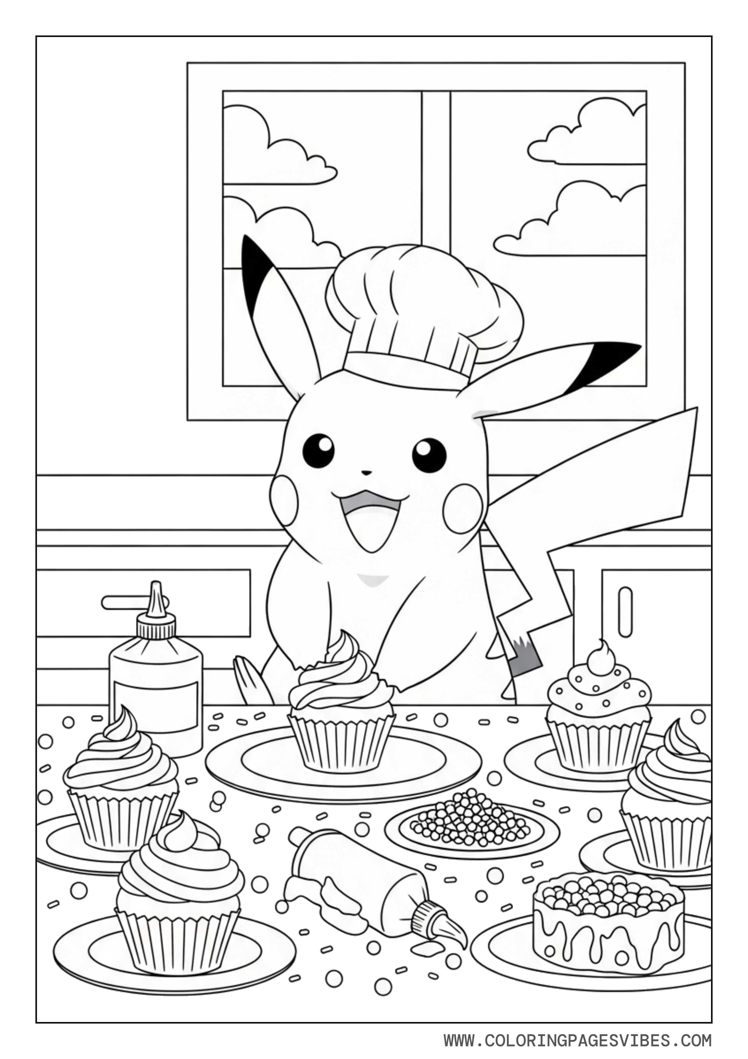 Pikachu Baking Cupcakes
