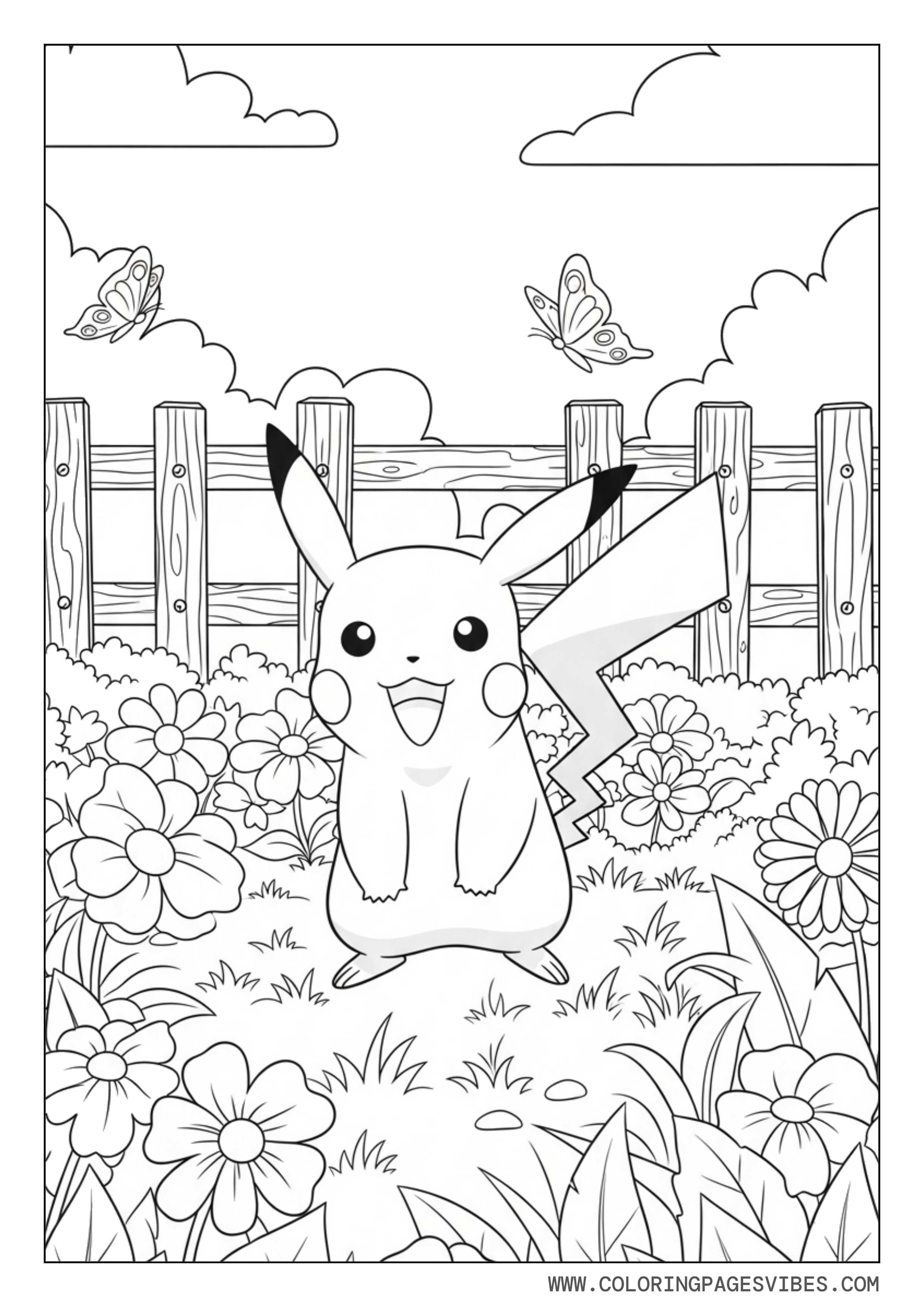 Pikachu in a Flower Garden
