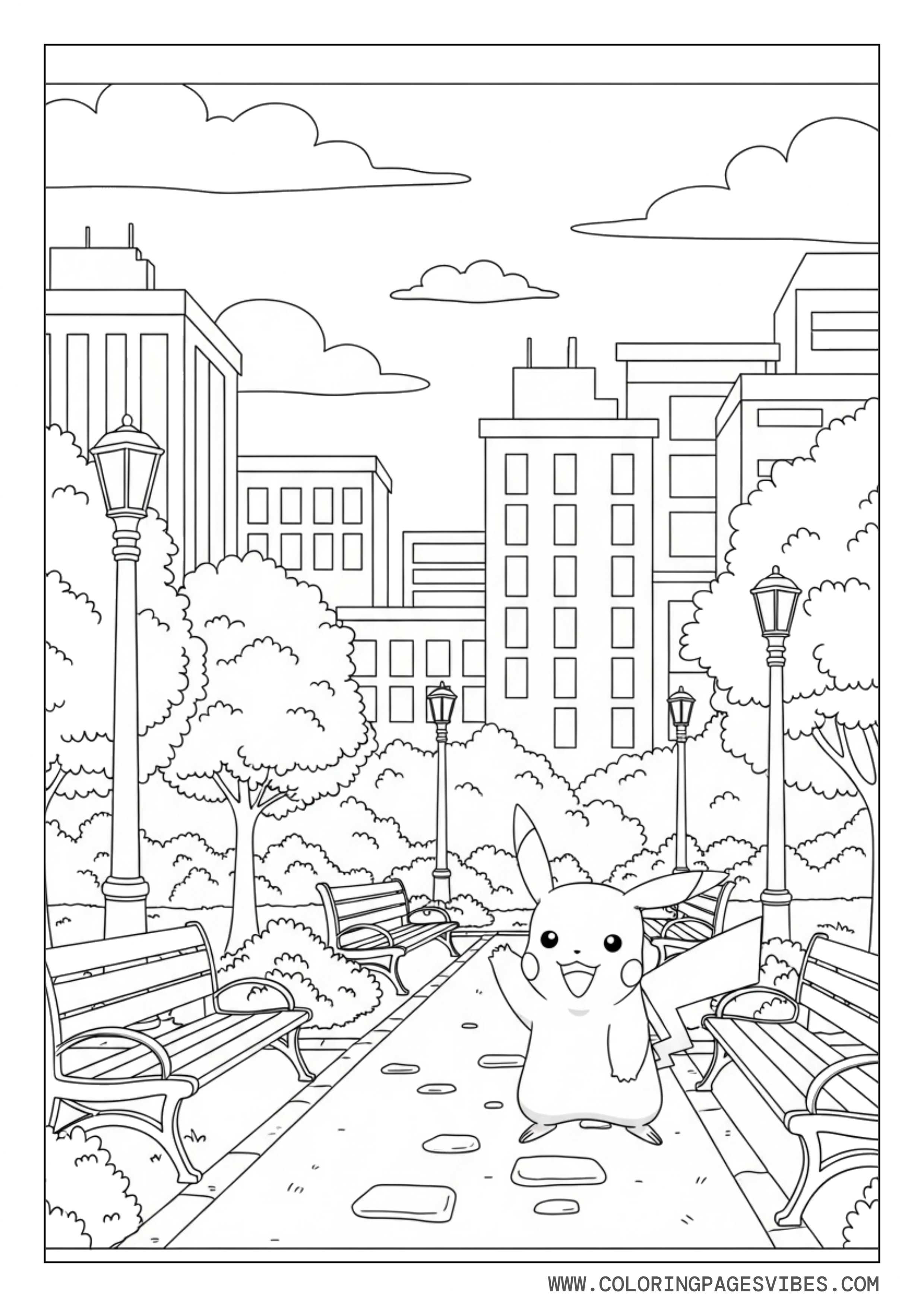 Pikachu in a Pokémon City Park