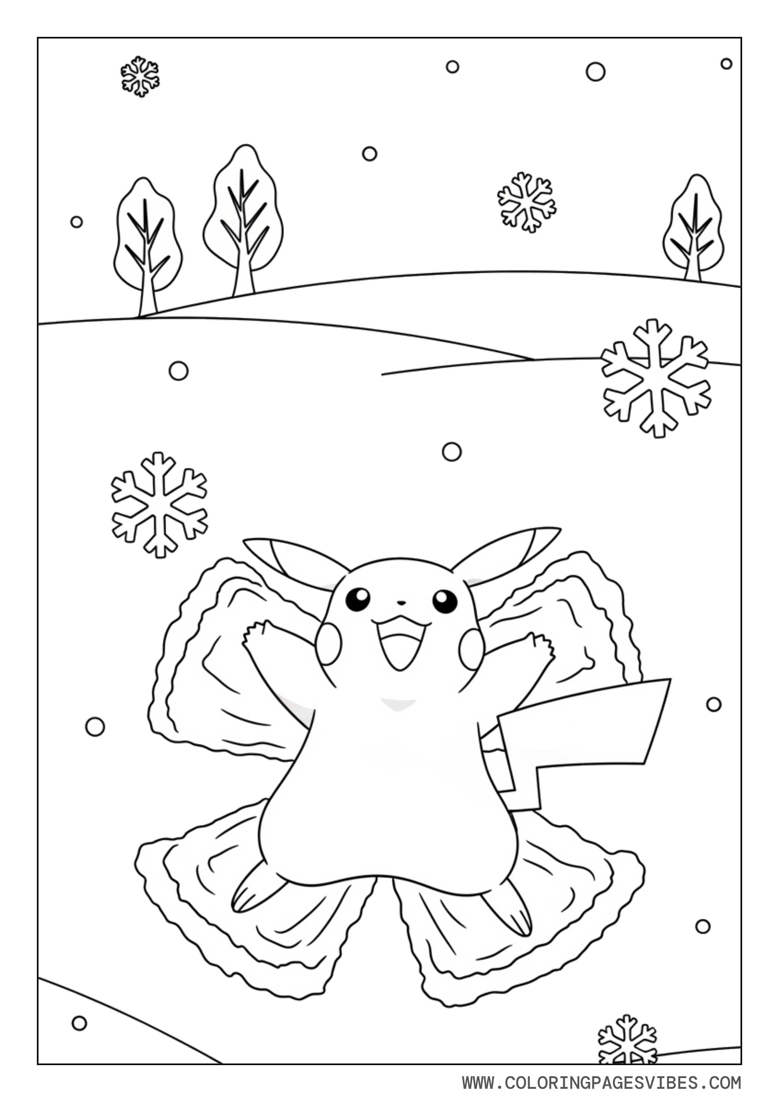 Pikachu Making Snow Angels