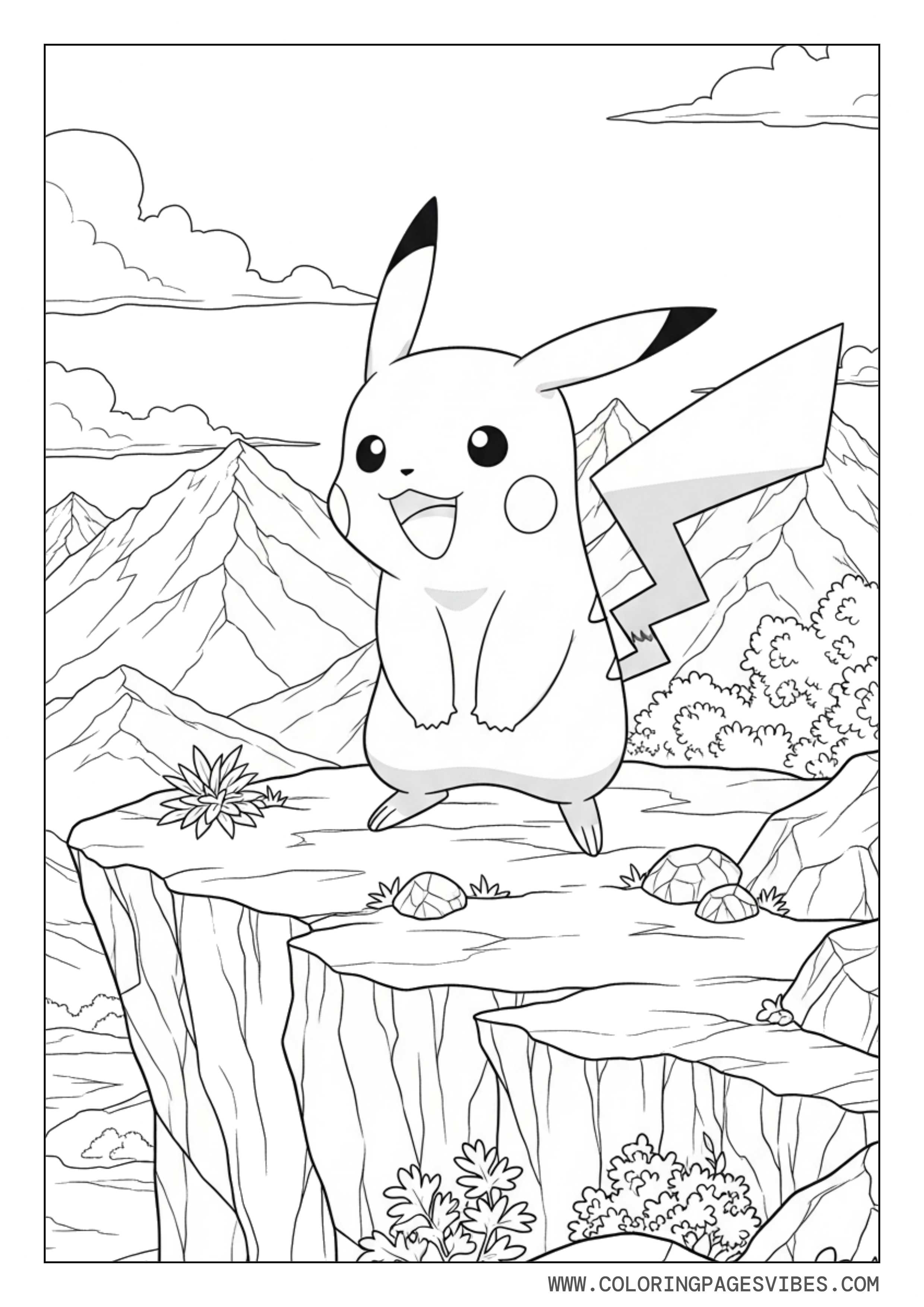 Pikachu on a Mountain Cliff