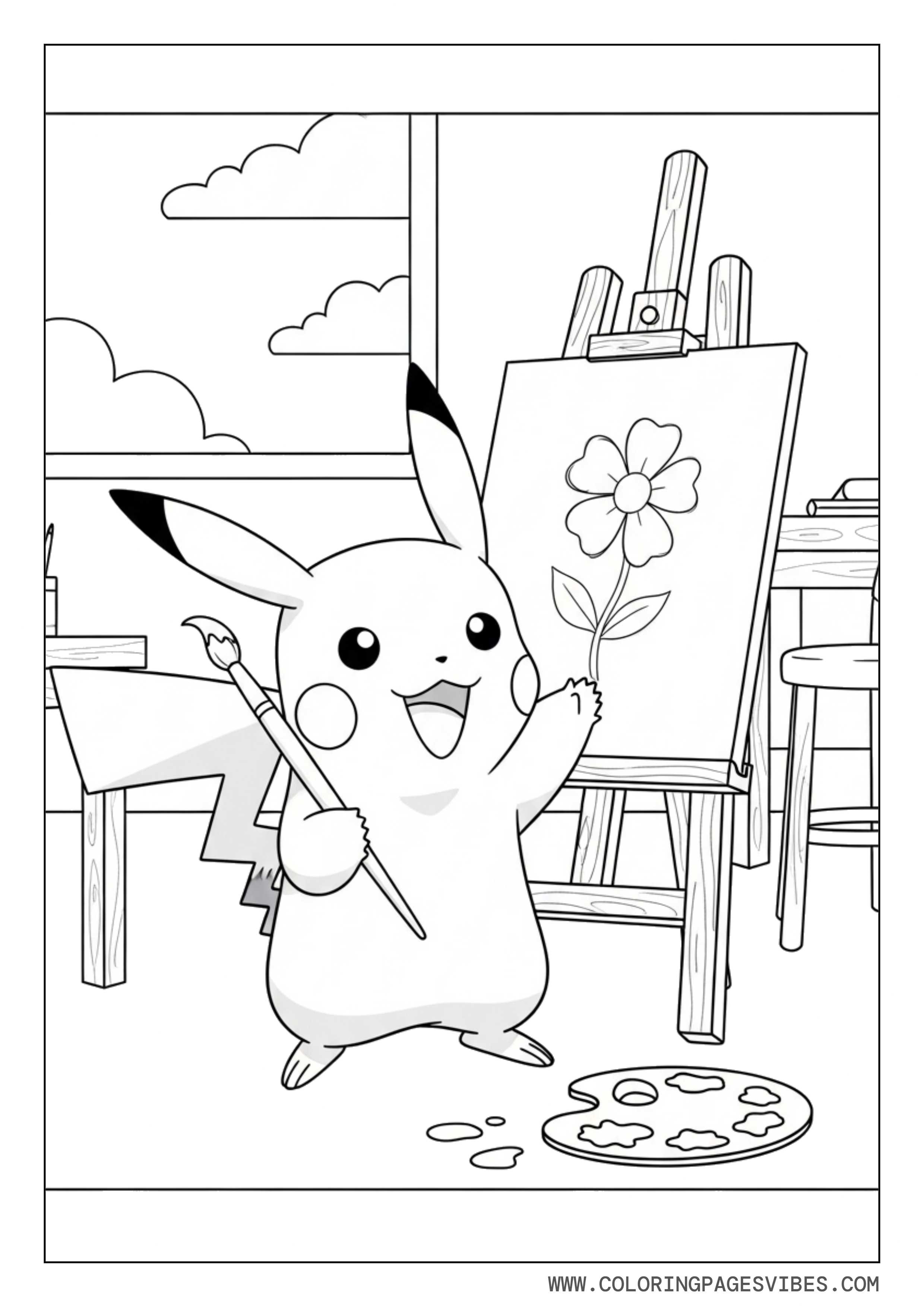 Pikachu Painting a Picture