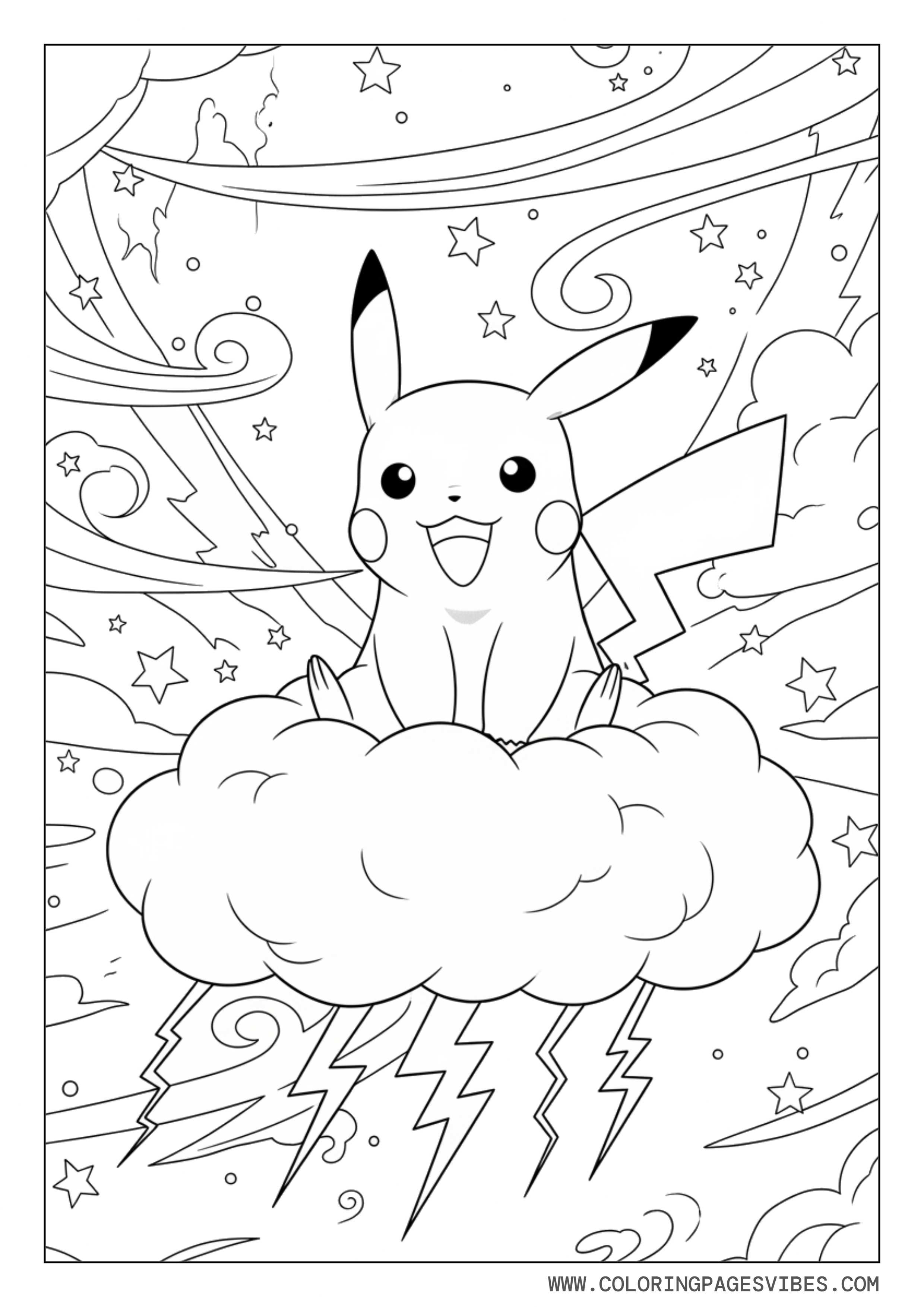 Pikachu Riding a Thunder Cloud