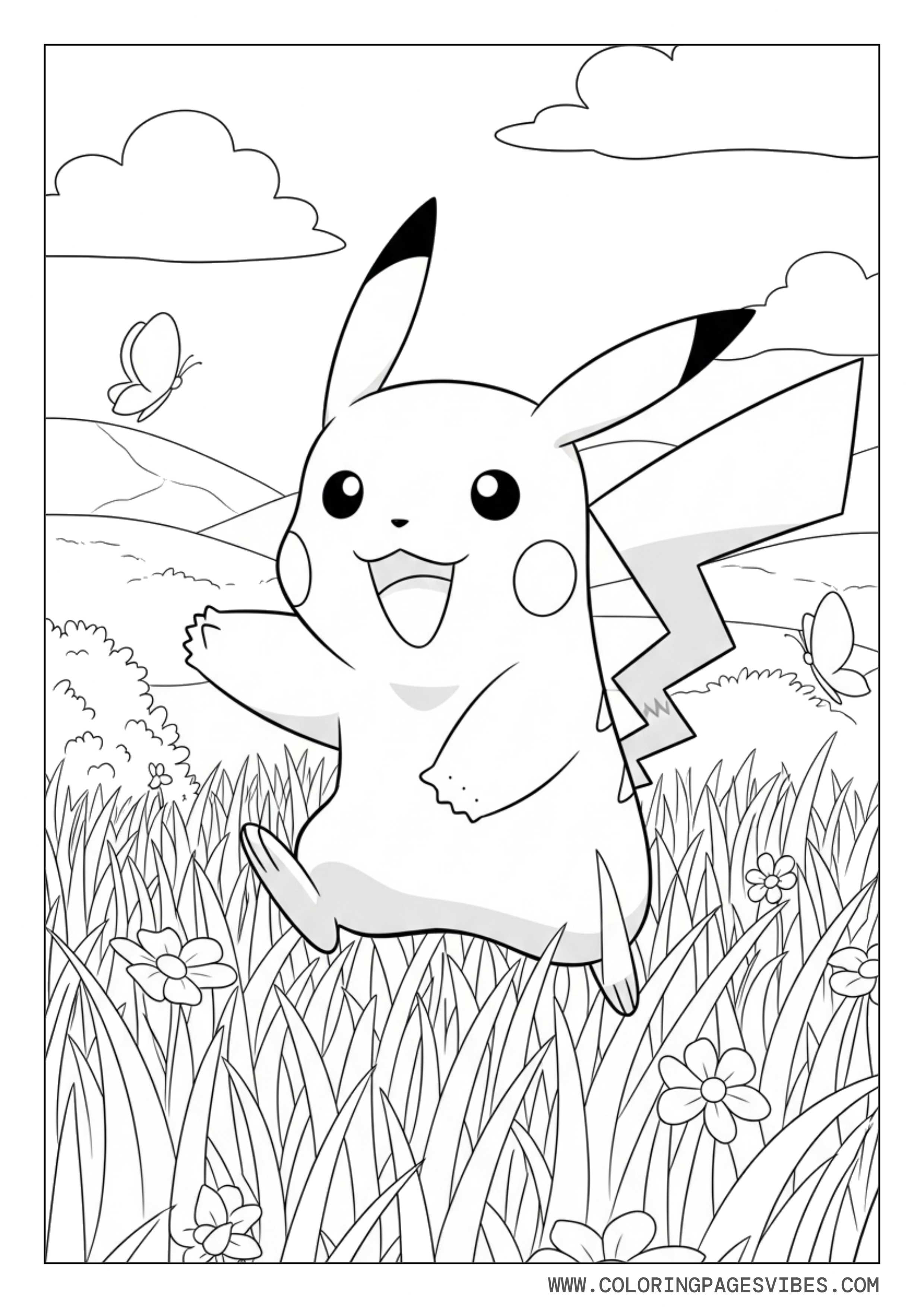Pikachu Running Through Grass