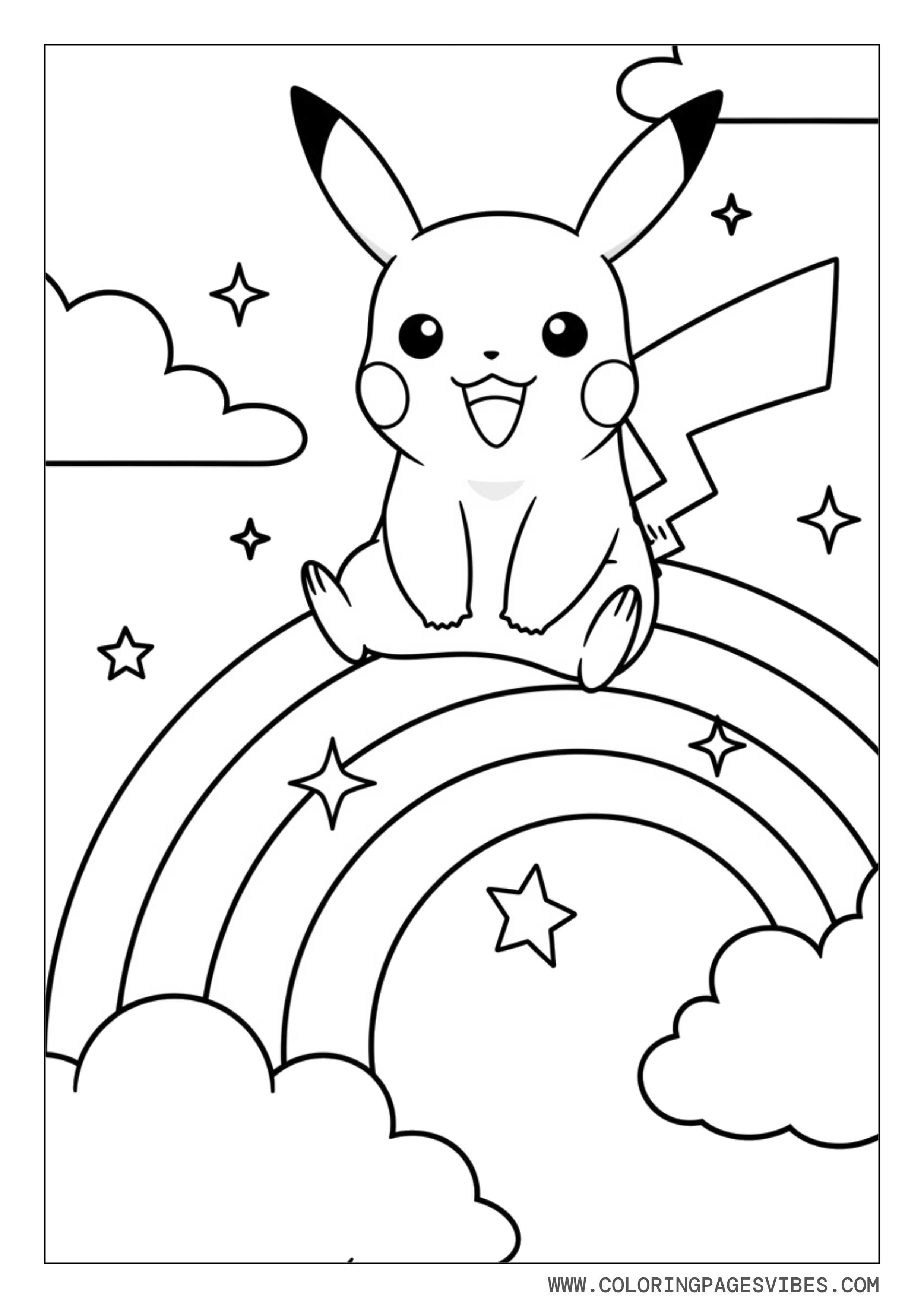 Pikachu Sitting on a Rainbow