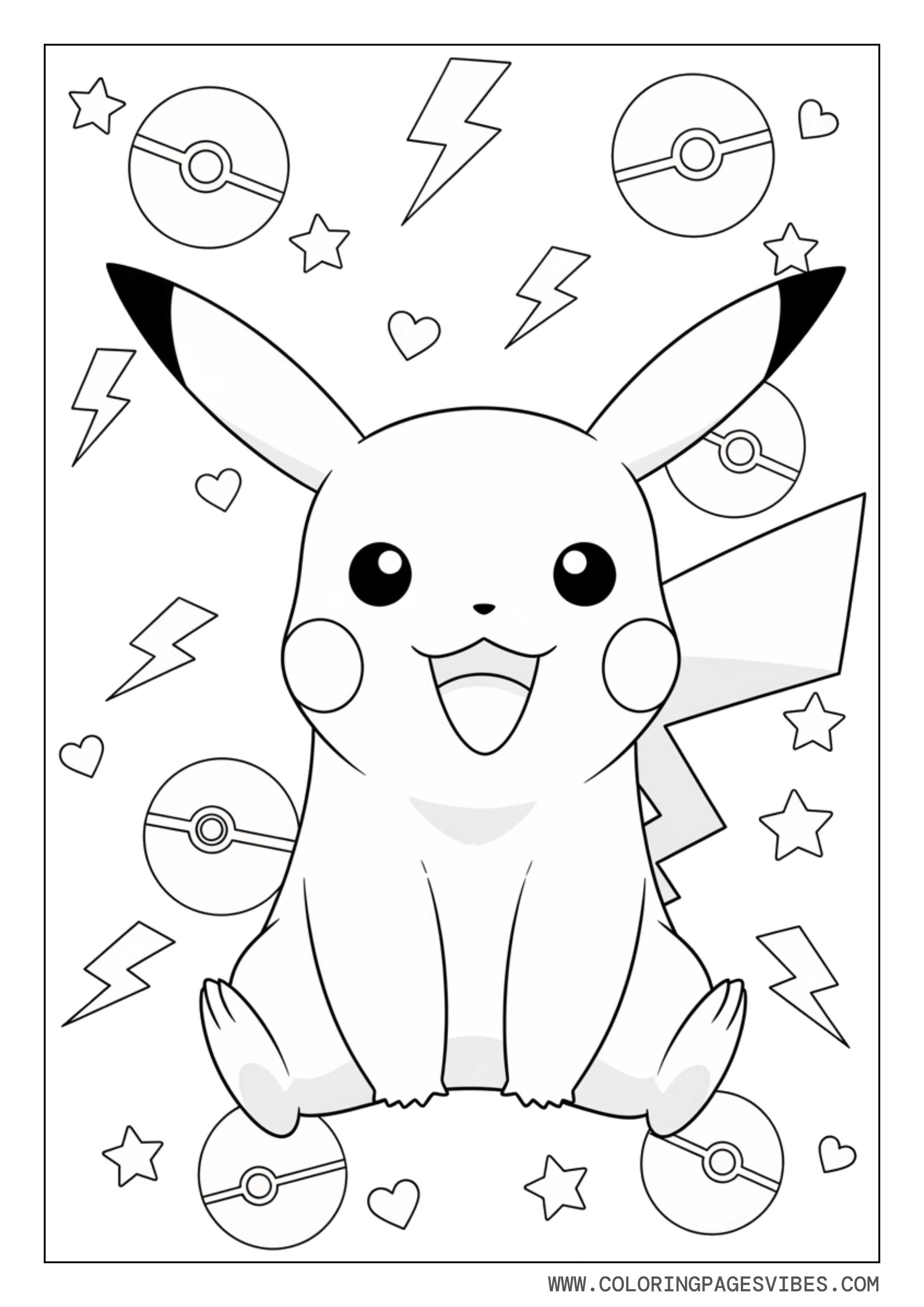 Pikachu Surrounded by Pokémon Symbols