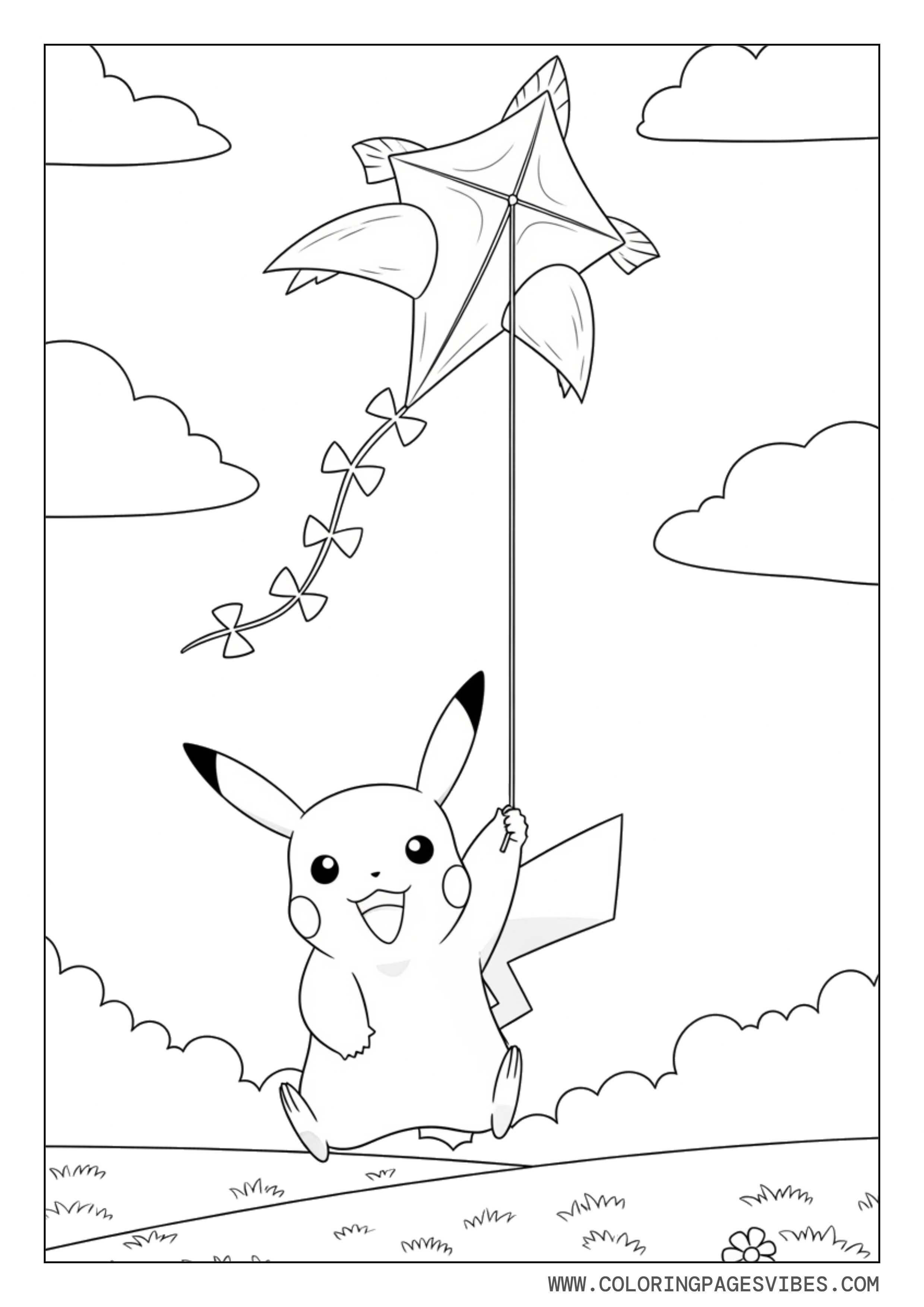 Pikachu with a Rainbow Kite
