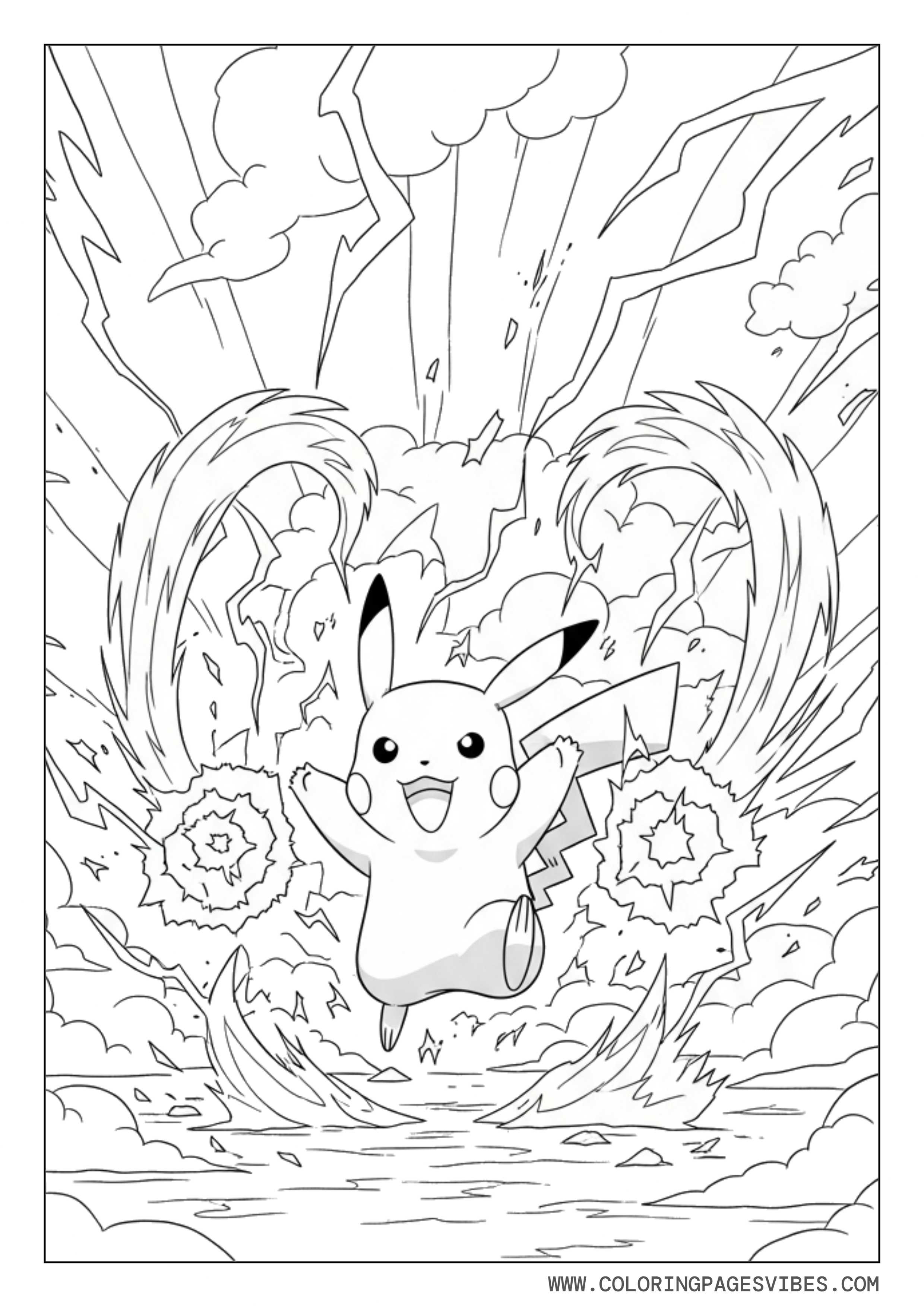 Pikachu with Electric Energy Waves